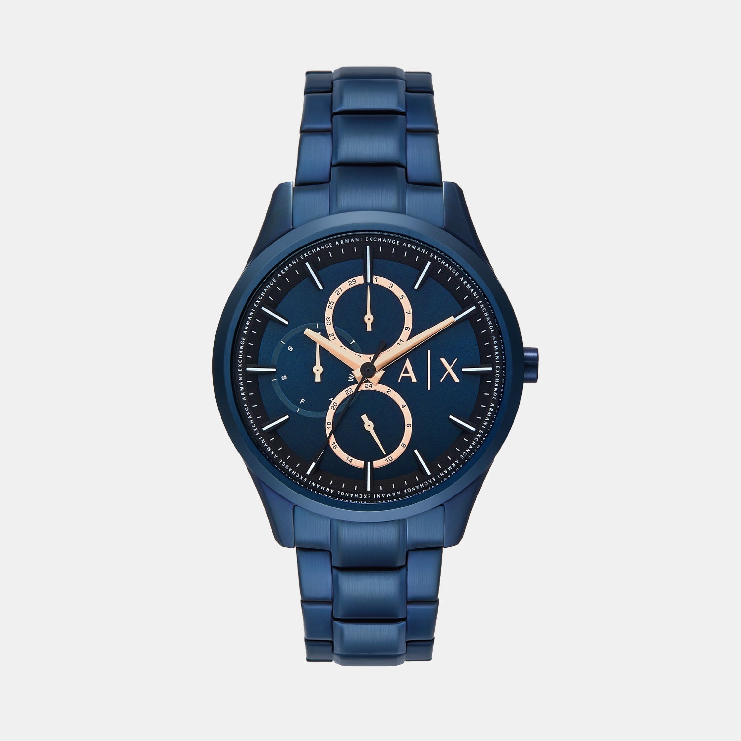 Armani Exchange Dante Men Quartz Blue Dial Multi-Function Stainless Steel Watch AX1881