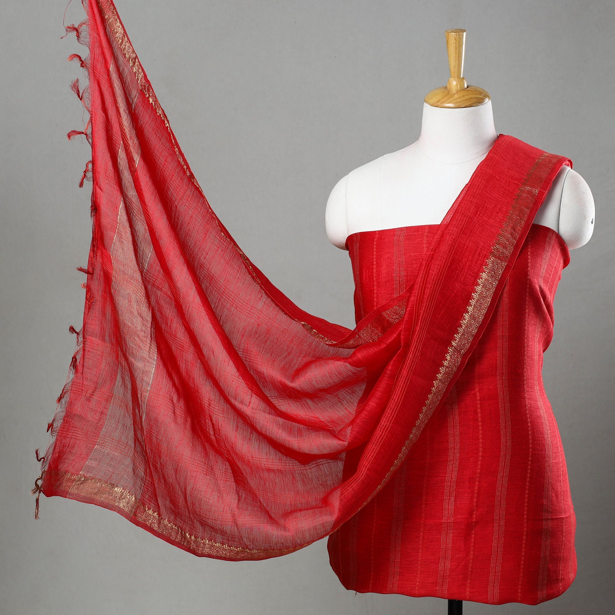 HAVELI CHRONICLES 3pc Linen Silk Handloom Plain Dress Material 09