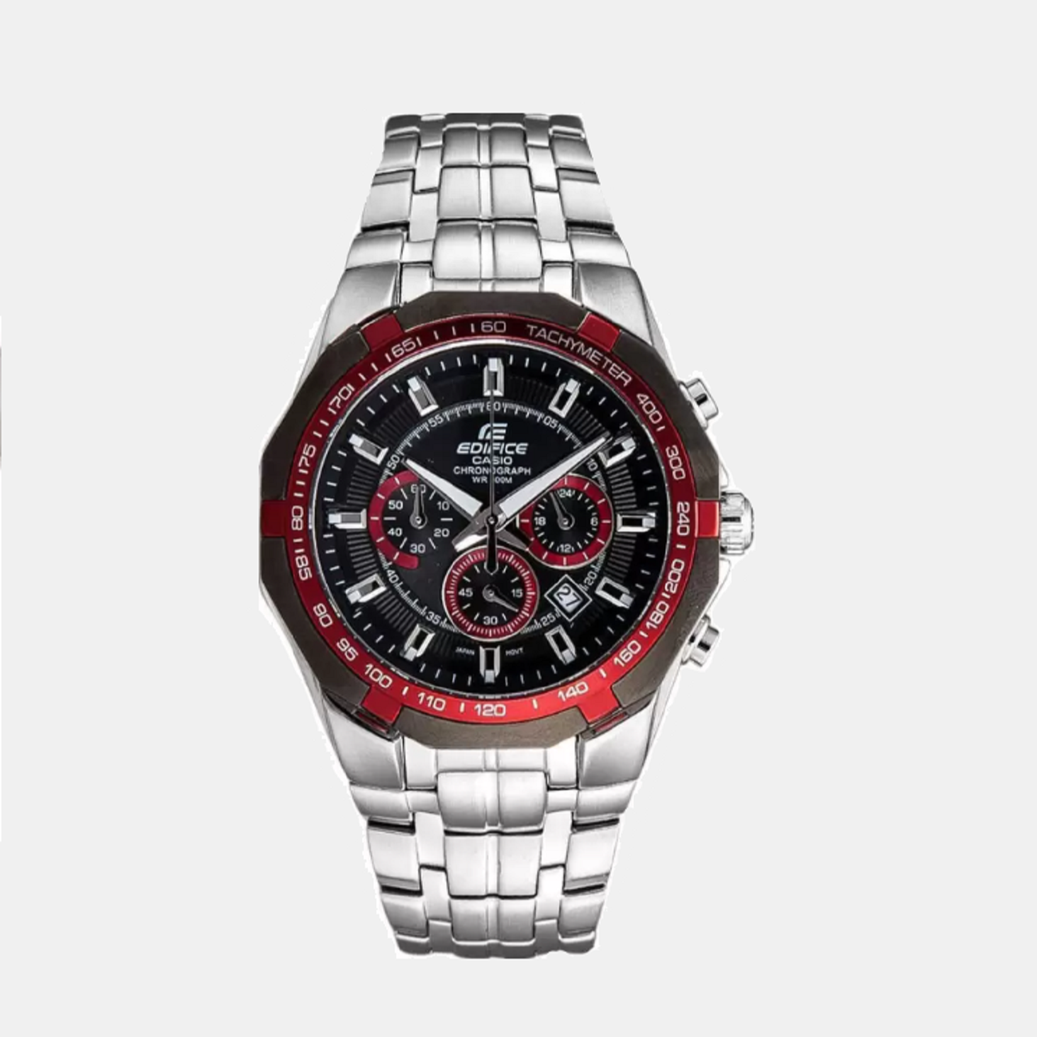 Casio Edifice Men Quartz Black Dial Chronograph Stainless Steel Watch ED467