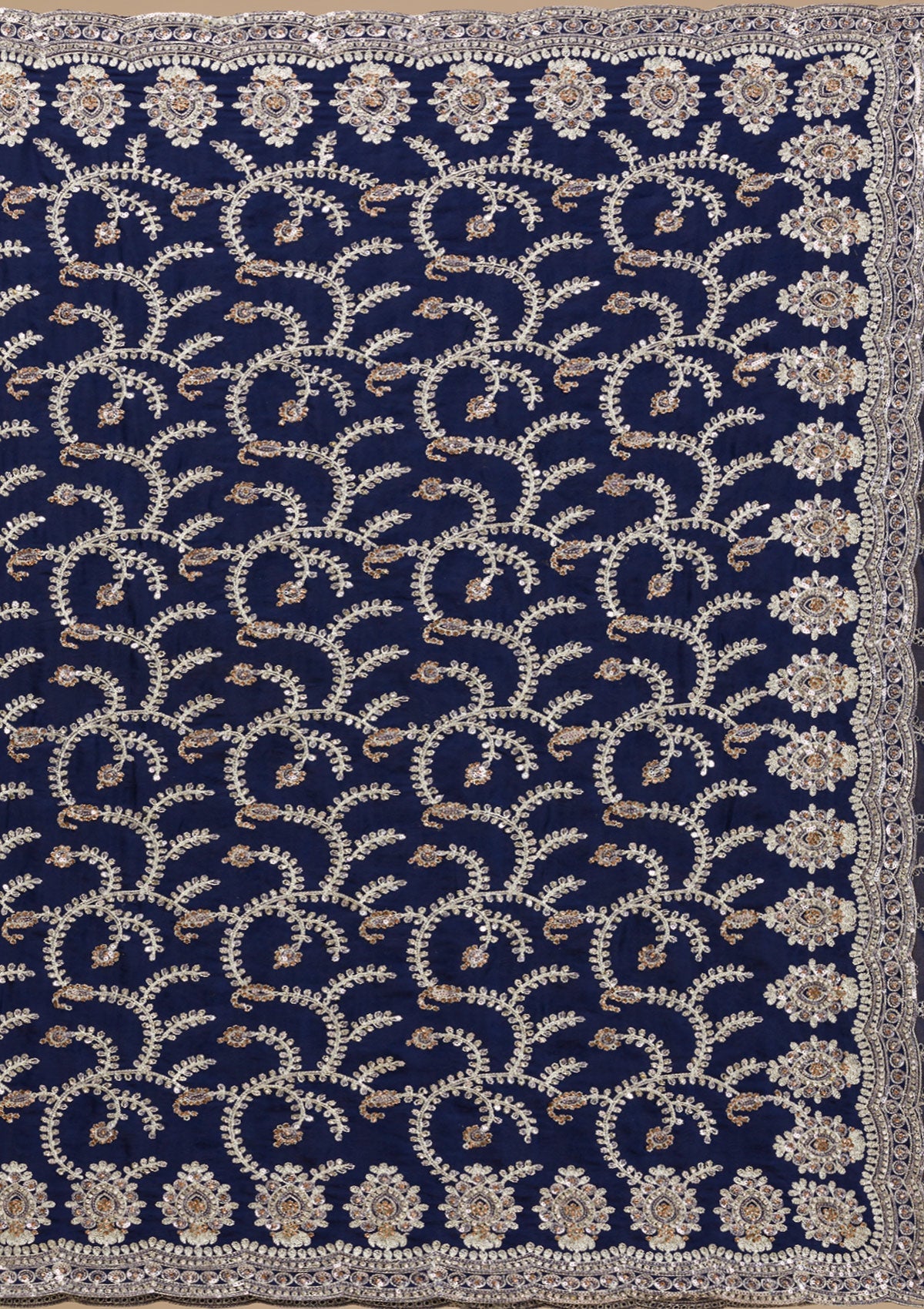 Koskii Navy Blue Zariwork Georgette Saree – Women's - view 8