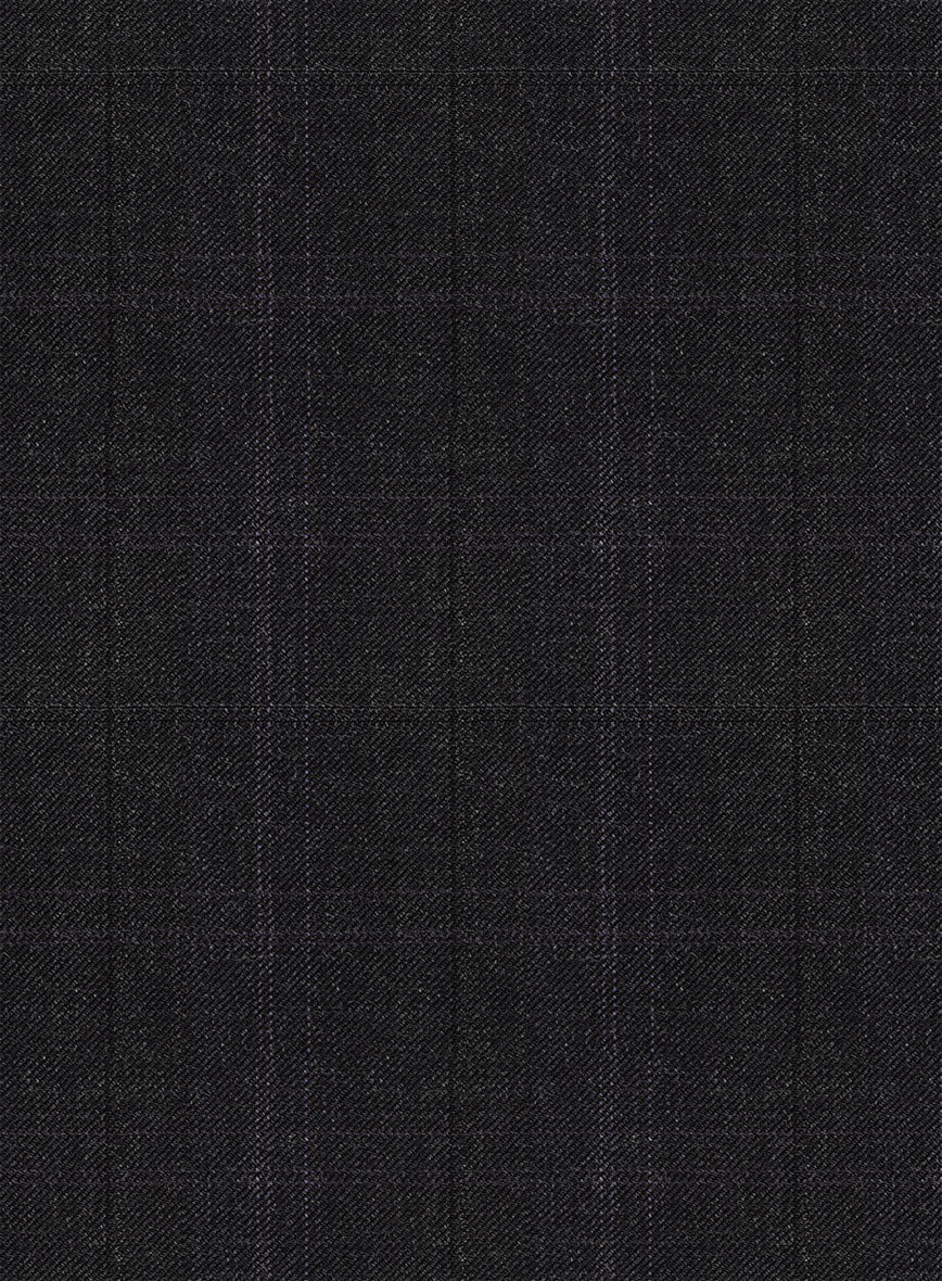 StudioSuits Napolean Artici Windowpane Charcoal Wool Pants - view 3