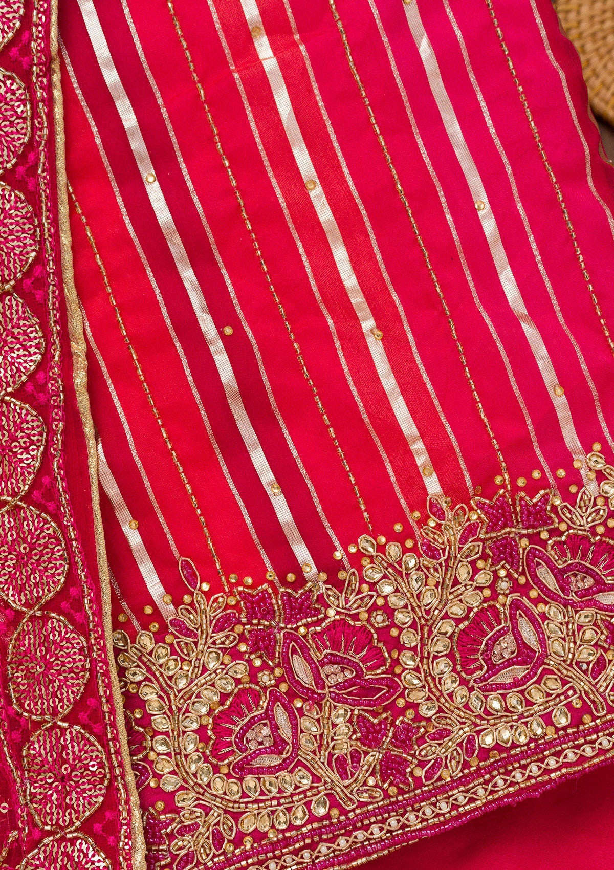 Koskii Rani Pink Zariwork Semi Crepe Unstitched Salwar Suit - view 2