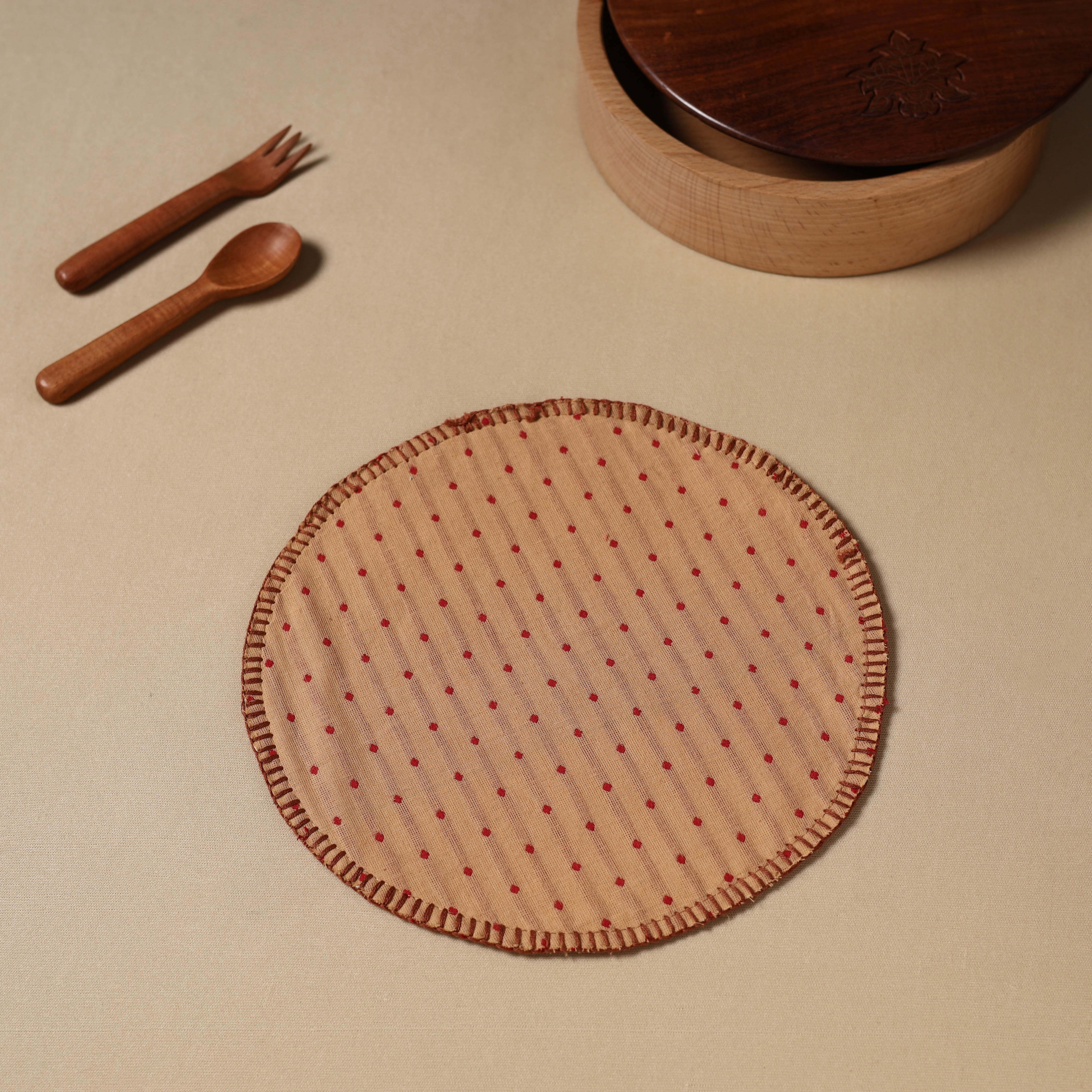 NOORI BAZAR Brown - Jacquard Cotton Hand Embroidery Roti Napkin 02