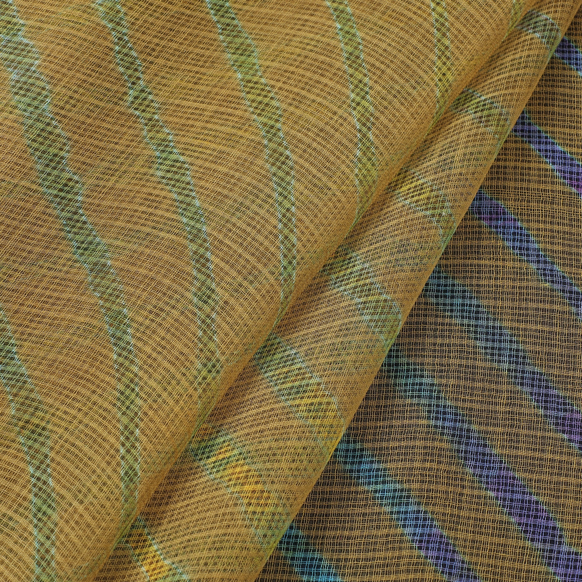 LEHARIYA BY BADSHAH MIYAN Brown - Leheriya Tie-Dye Kota Doria Cotton Fabric 63 - view 2