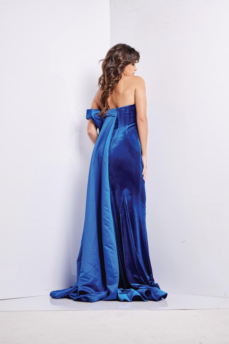 Velvet Fitted Off Shoulder Gown by Jovani 37390 - view 2