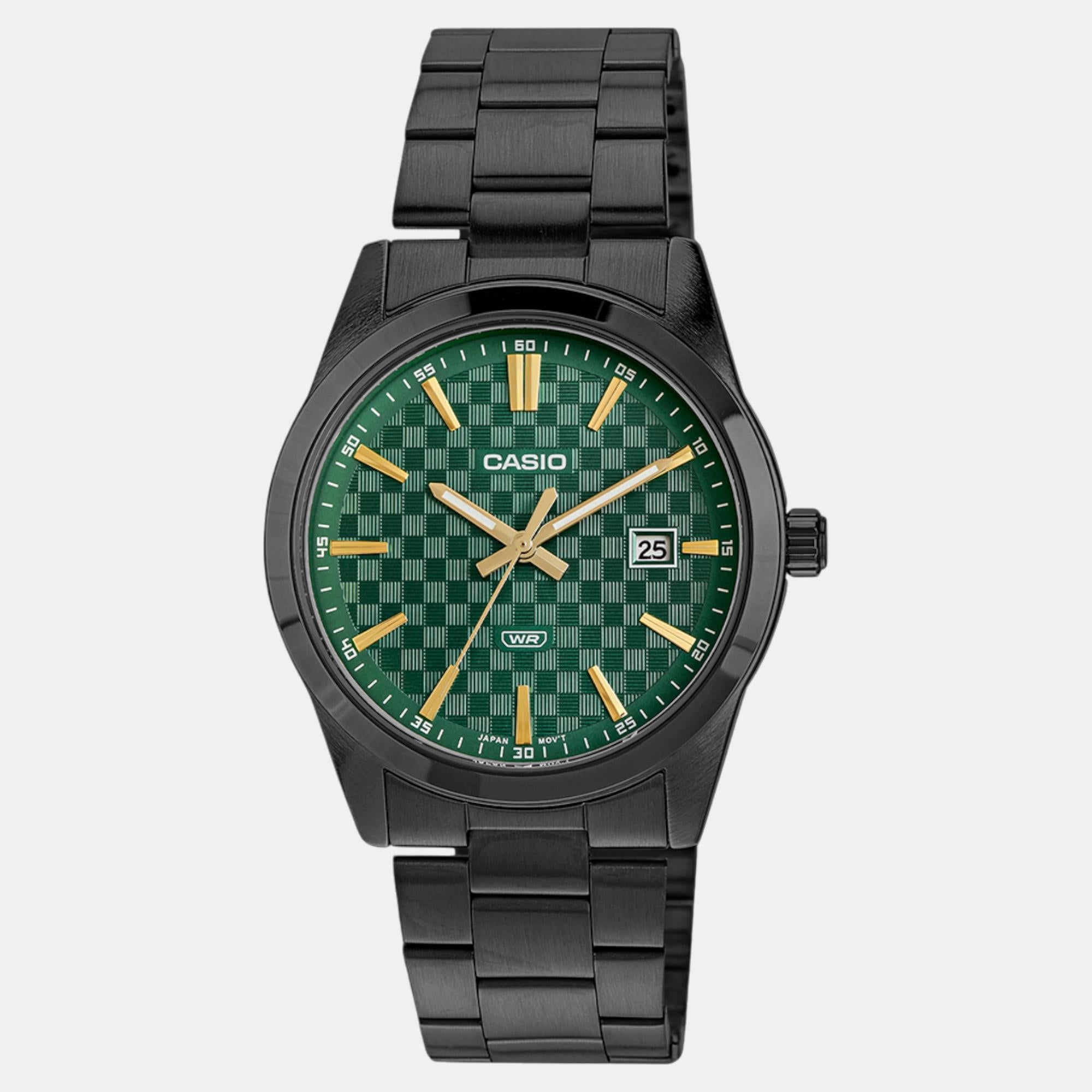 Casio Enticer Men Quartz Green Dial Analog Stainless Steel Watch A2240