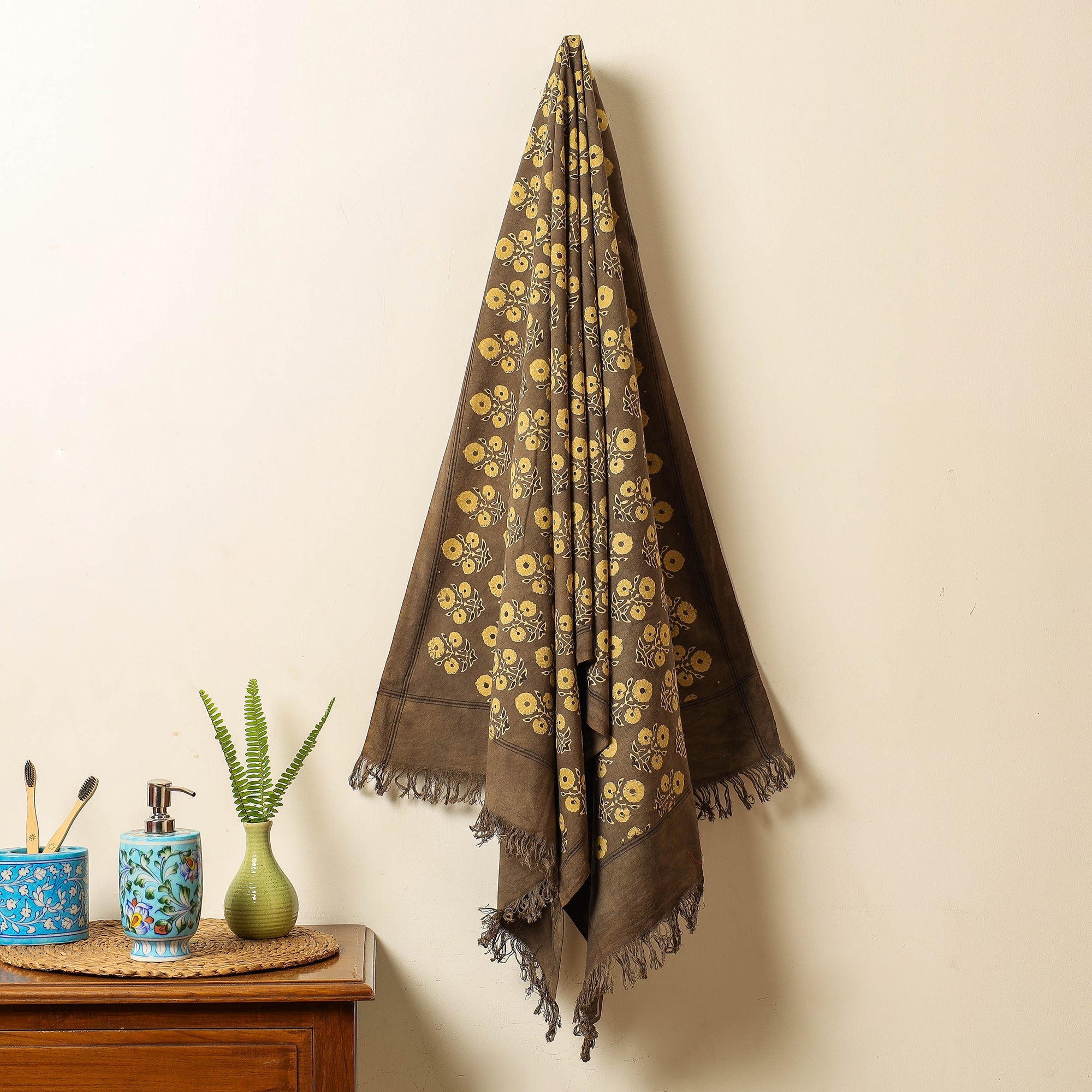 KACHCHH JI CHHAAP Brown - Block Print Cotton Ajrakh Handloom Towel