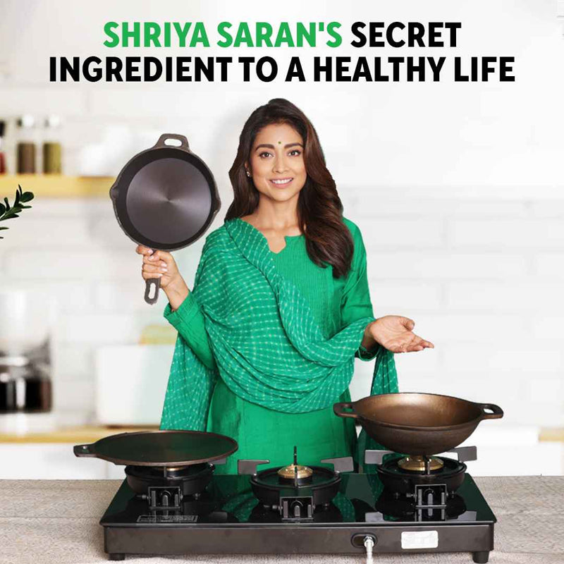 The Indus Valley CASTrong Cast Iron Uttapam/ Set Dosa Tawa, 4 Pit,Pre-seasoned, 100% Pure, Toxin-free, Induction, 27.5cm - view 2