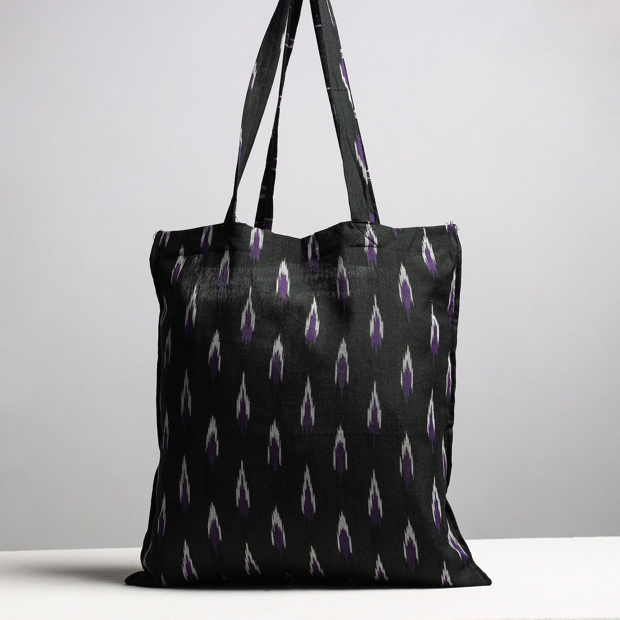 NOORI BAZAR Black - Handcrafted Pochampally Ikat Weave Cotton Jhola Bag