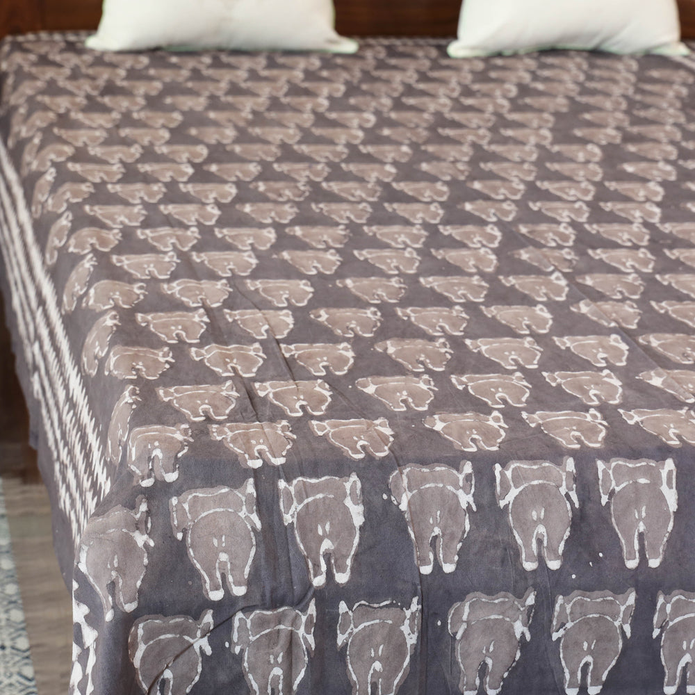 BINDAAS UNLIMITED Brown - Block Art Print Cotton Single Bindaas Bed Sheet (93 x 60 in) - view 2