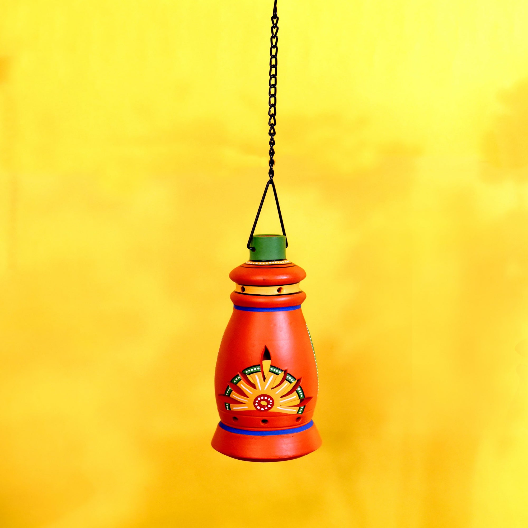 ART CREATIONS BY SUMAN SONTHALIA Aakriti Art Creations Terracotta Handpainted Hanging Tea light Holder For Home Decoration