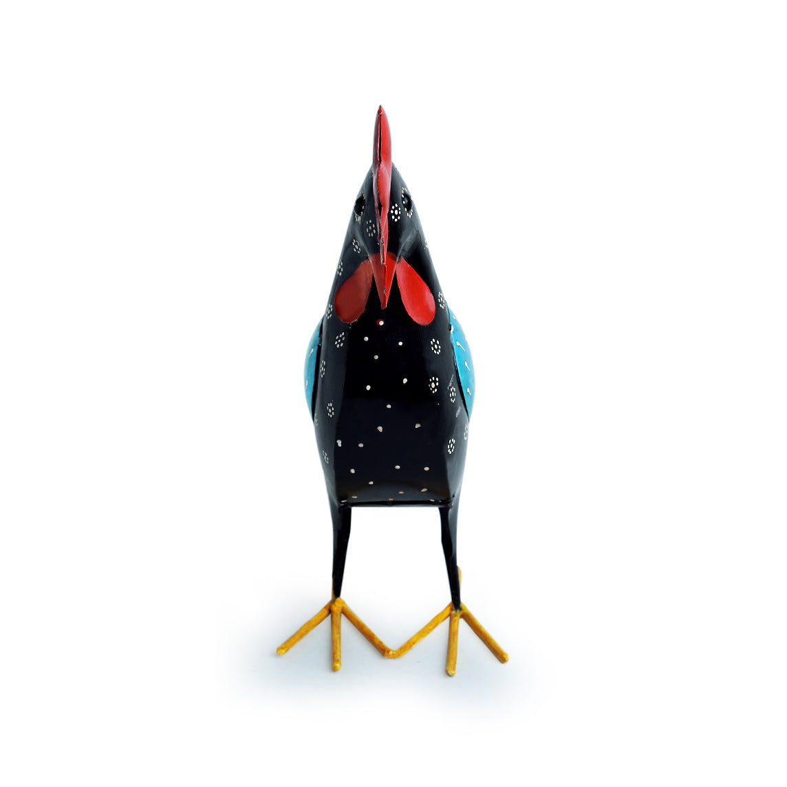 EXCLUSIVELANE 'Rooster Ruckus' Handpainted Garden Decorative Showpiece In Metal (12 Inch) - view 4