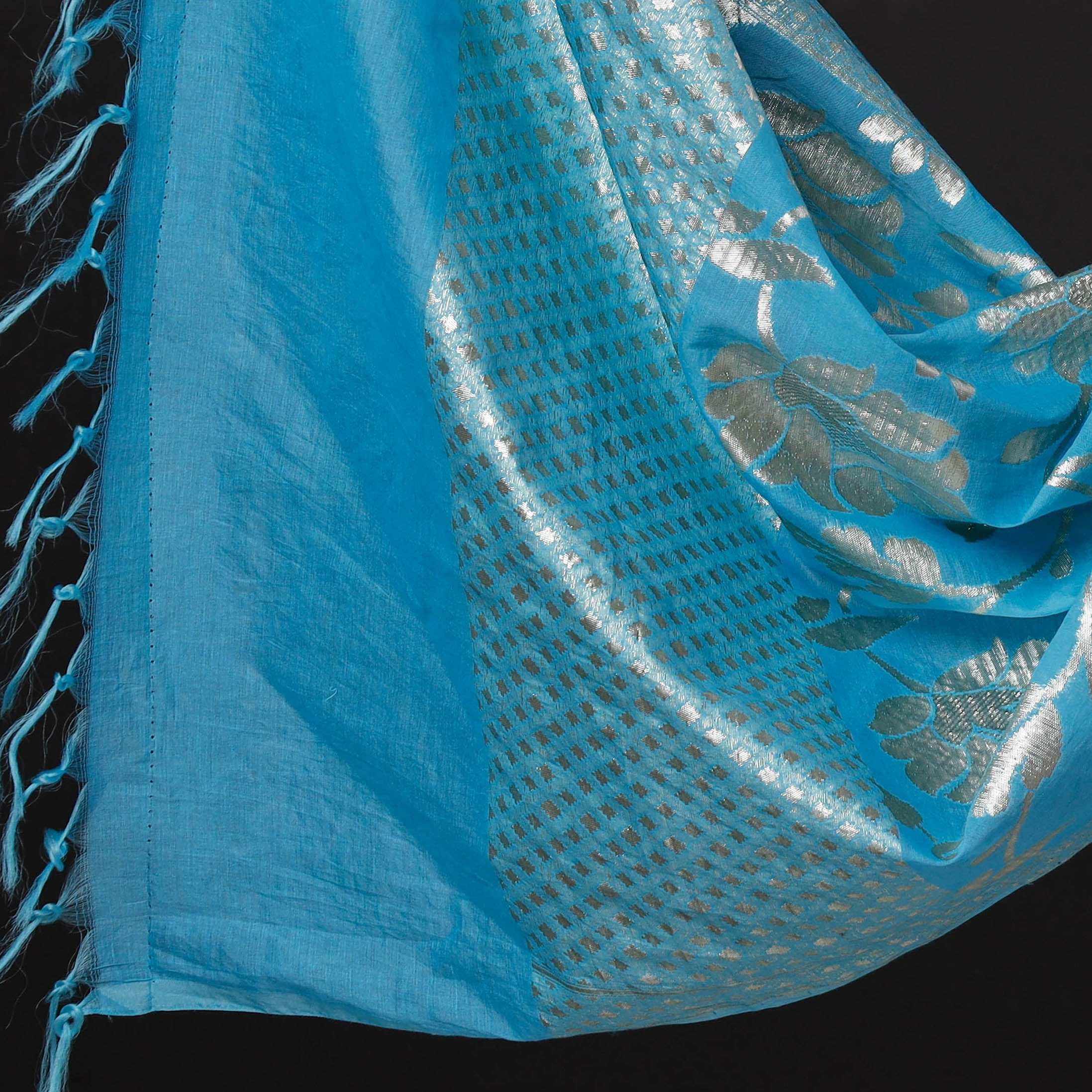 BANARASI BY MAQBUL HASAN Blue - 2pc Cotton x Viscose Zari Banarasi Dress Material - view 4