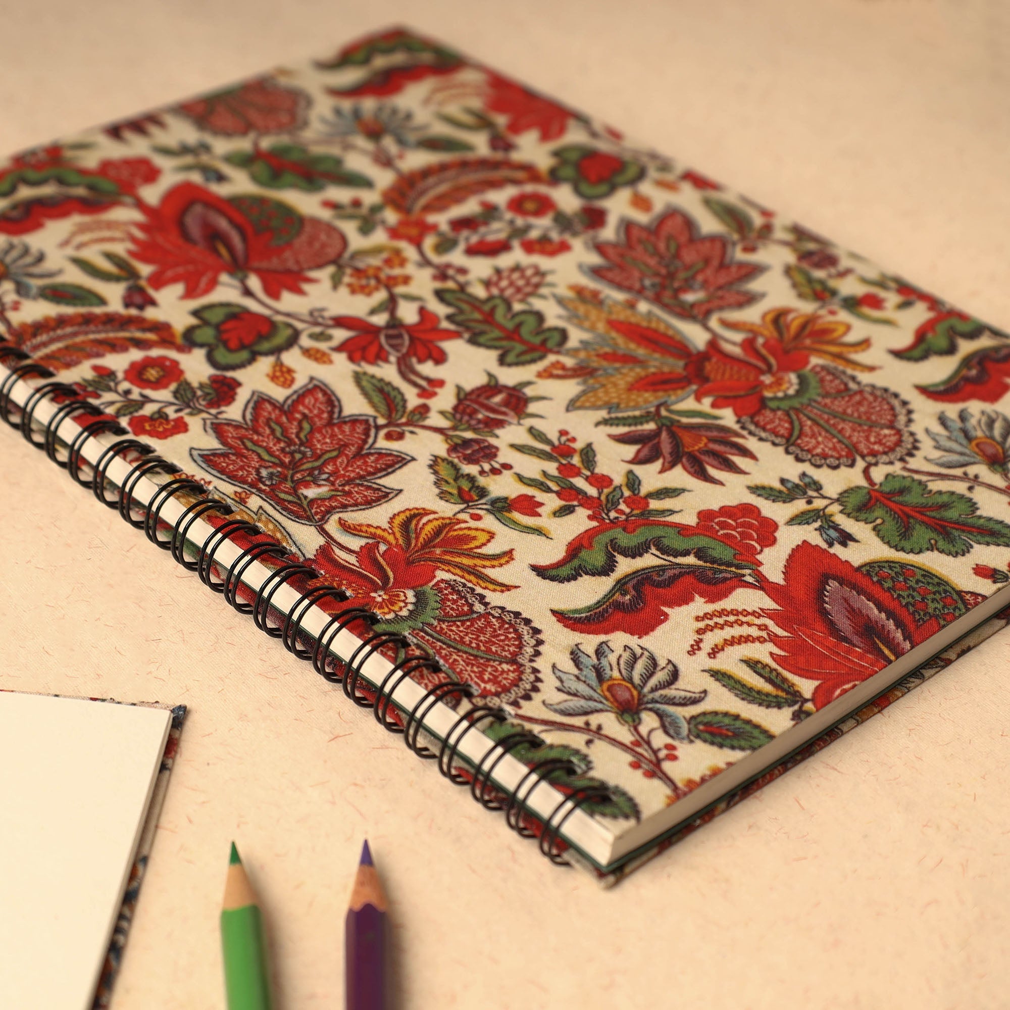 SUKRITI INPRINT Beige - Floral Printed Handcrafted Spiral Notebook (10 x 7 in) 07 - view 2