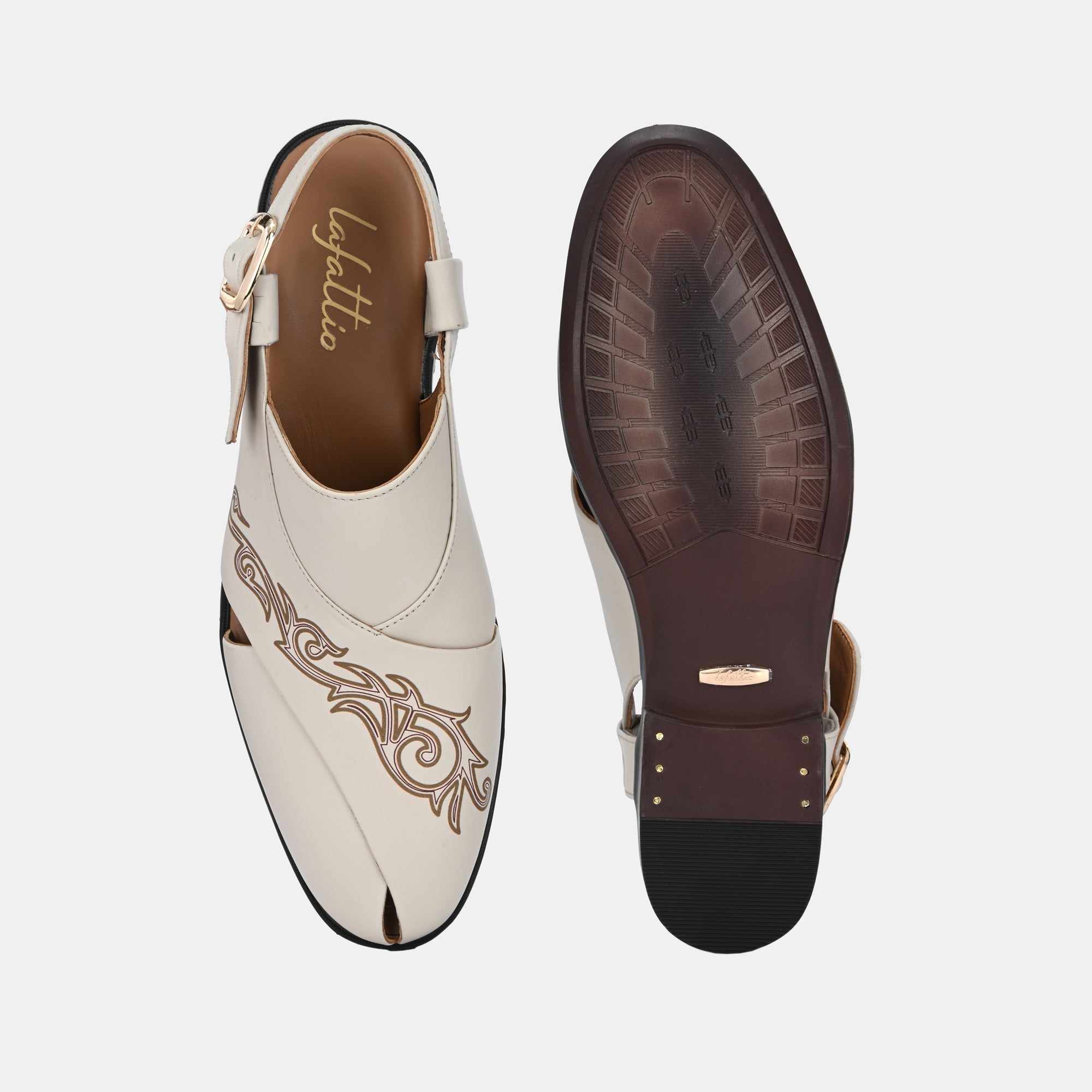 Handpainted Peshawari Sandals by Lafattio – White - view 9