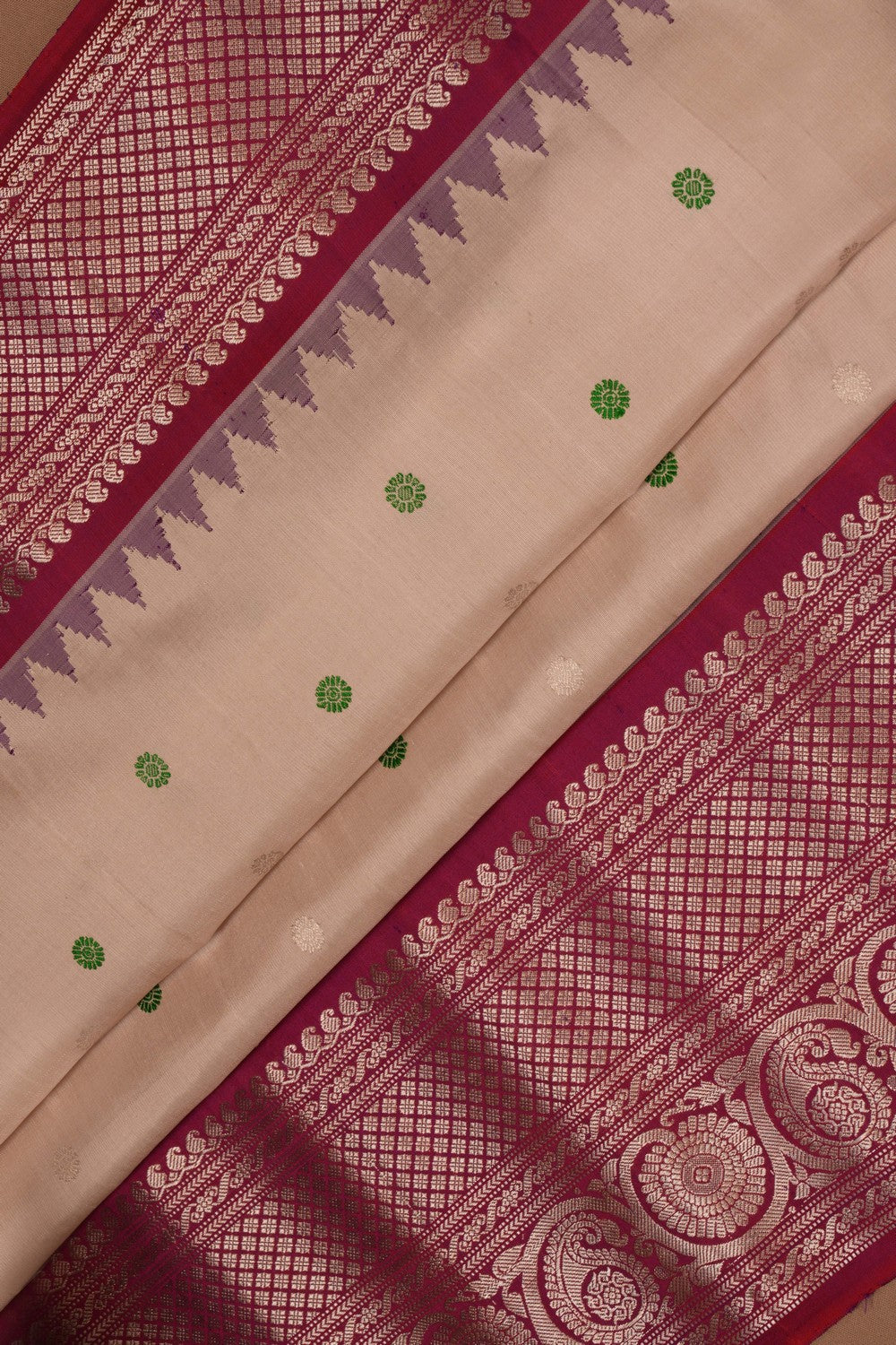 Kalanjali Gadwal Silk Beige Saree – Women's - view 2