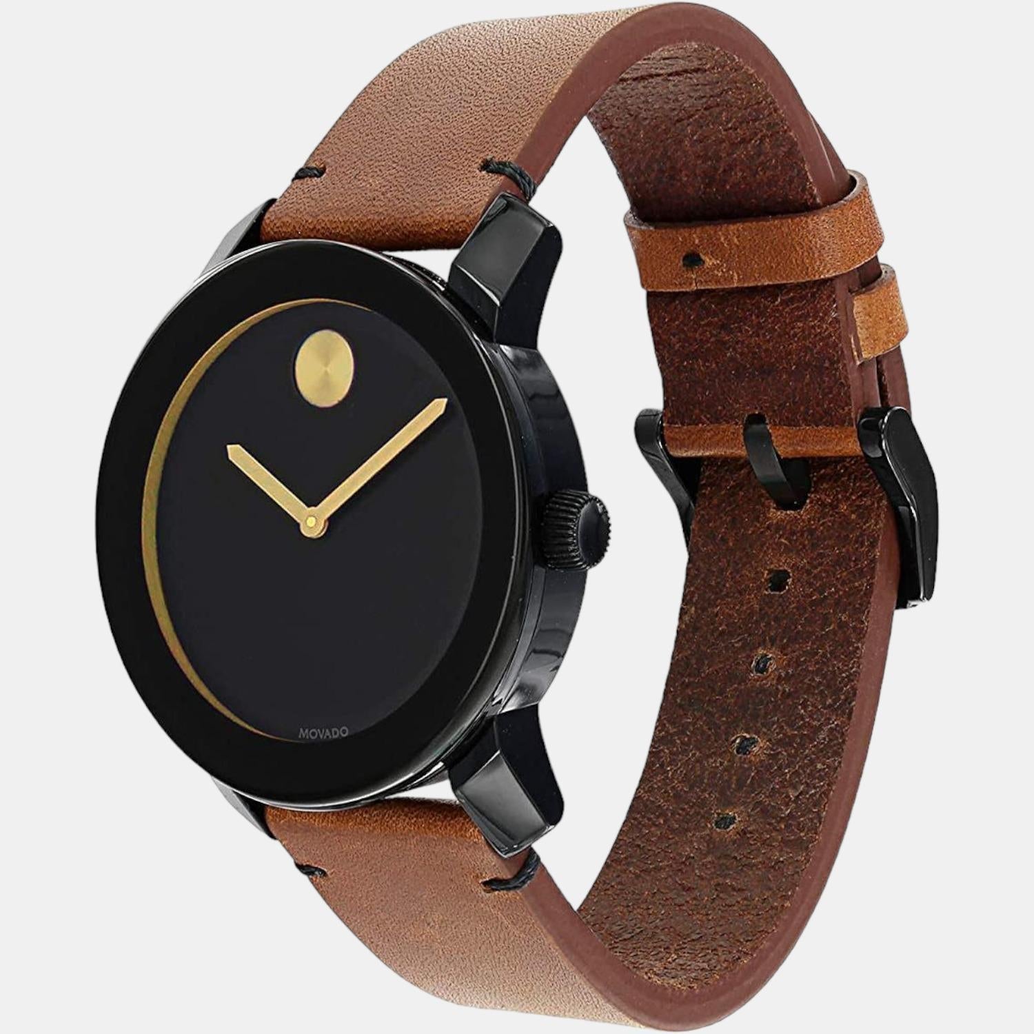 Movado Bold TR90 Men Quartz Black Dial Analog Leather Watch 3600305 - view 2