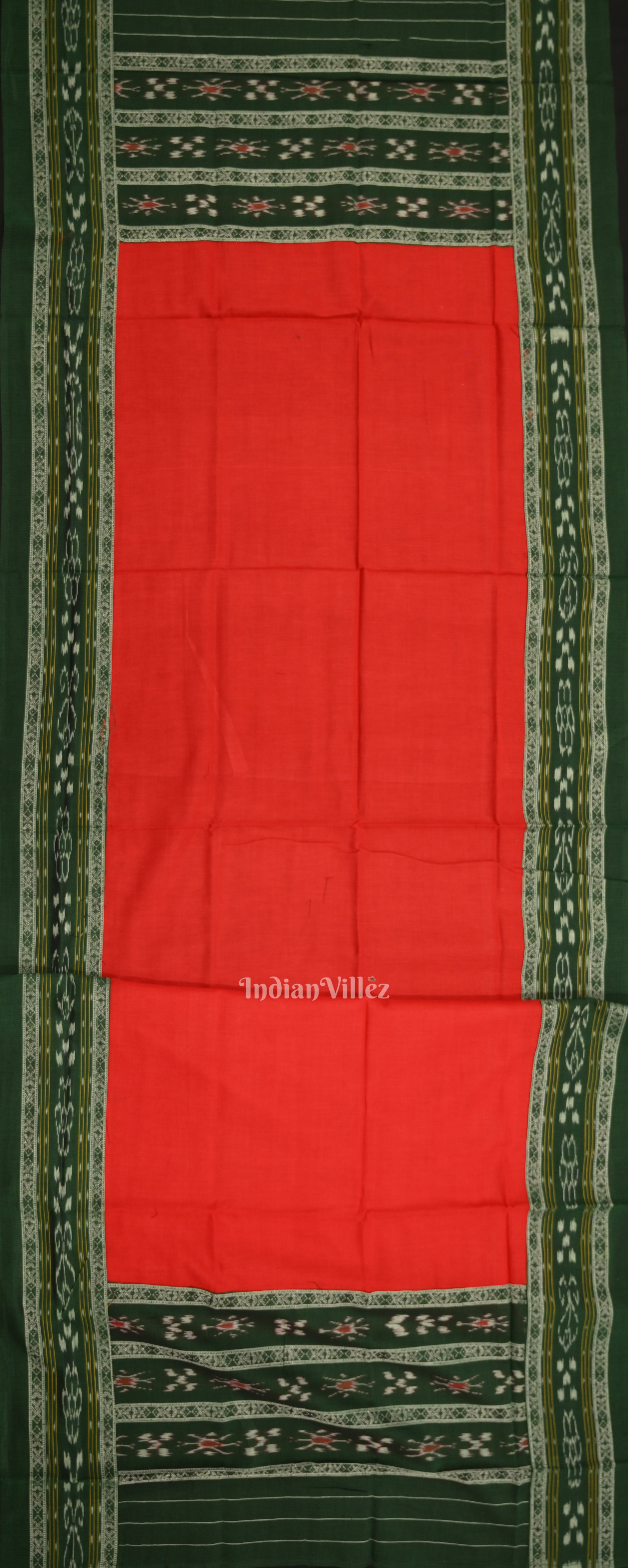 IndianVillèz Green Red Flower Buti Odisha Ikat Sambalpuri Dress Set & Dupatta - view 3