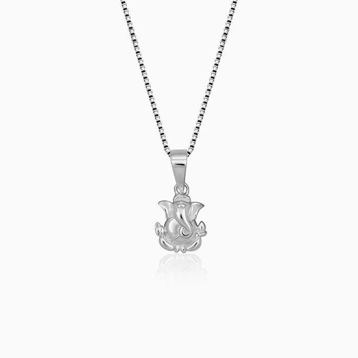 GIVA Jewellery Silver Ganpati Pendant with Box Chain