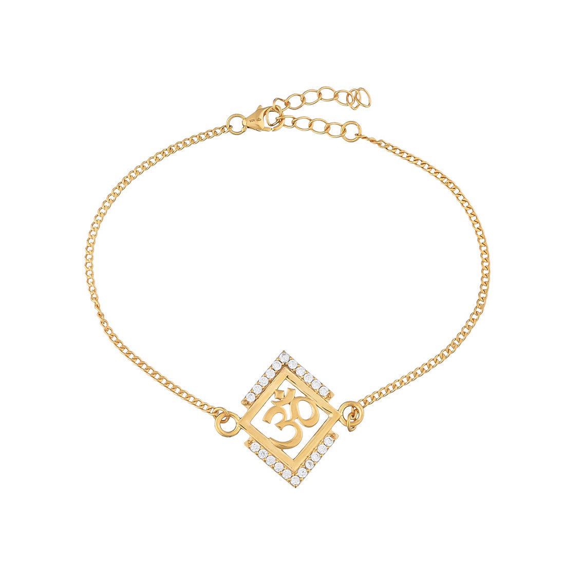 trueBrowns Men 925 Sterling Silver Auspicious Om 22k Gold Micron Plated Bracelet - view 3