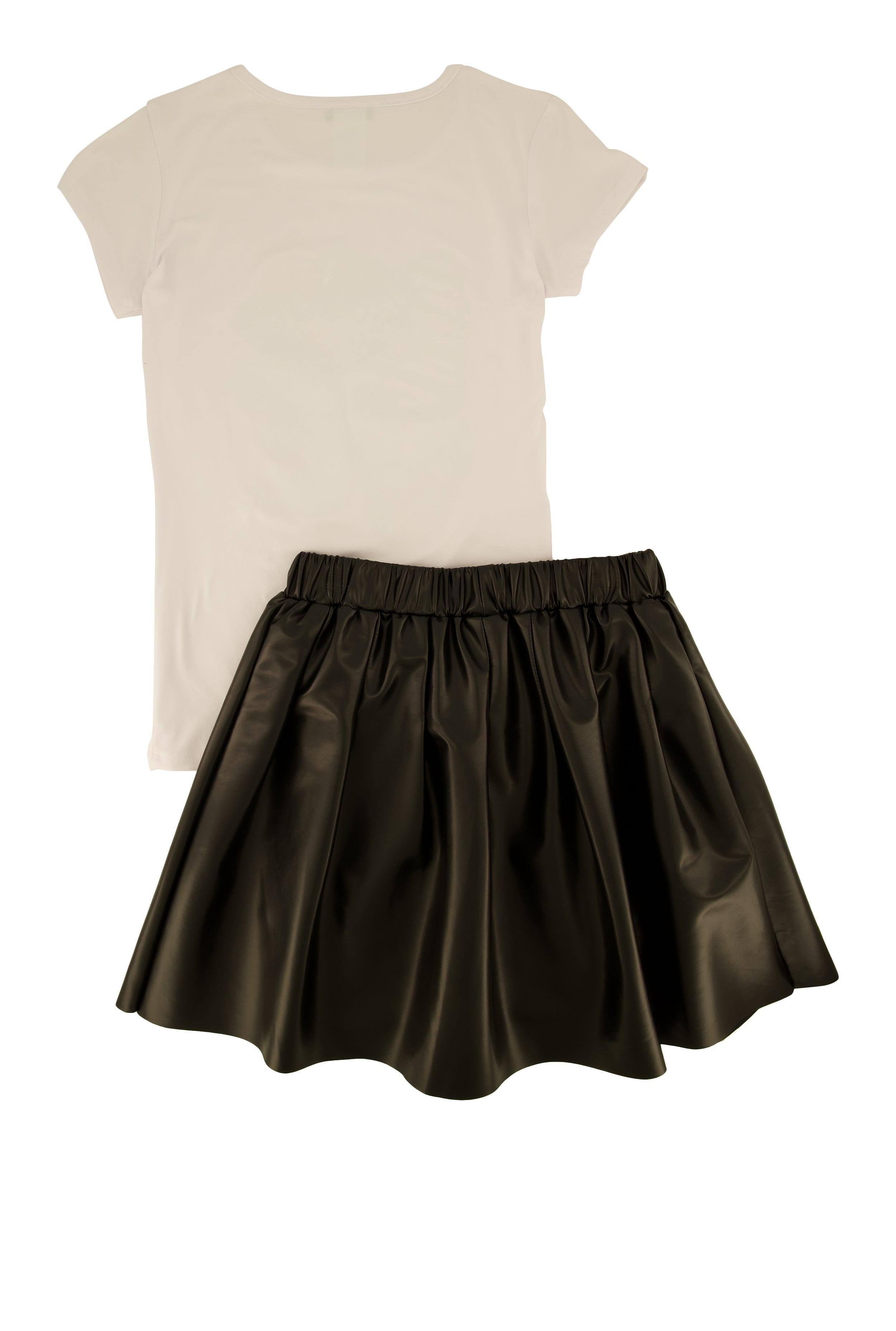 Rainbow Shops Girls Love Graphic Tee and Faux Leather Pleated Skirt - view 2
