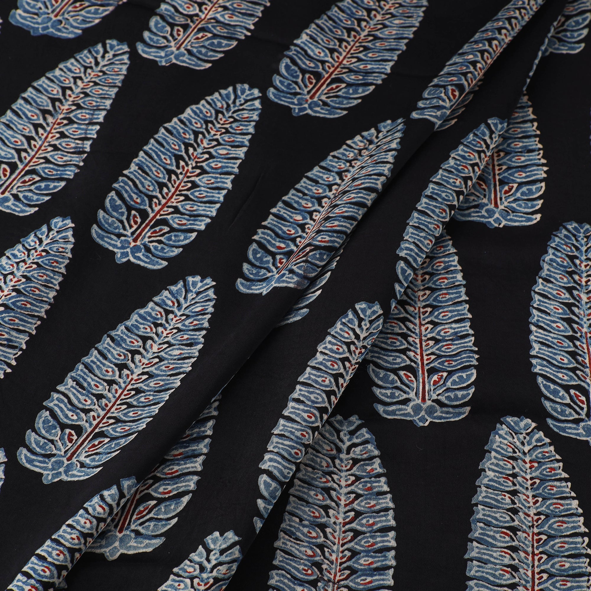 AJRAKH BY JABBAR KHATRI Black - Ajrakh Block Printed Modal Silk Fabric from Kutch 13 - view 2