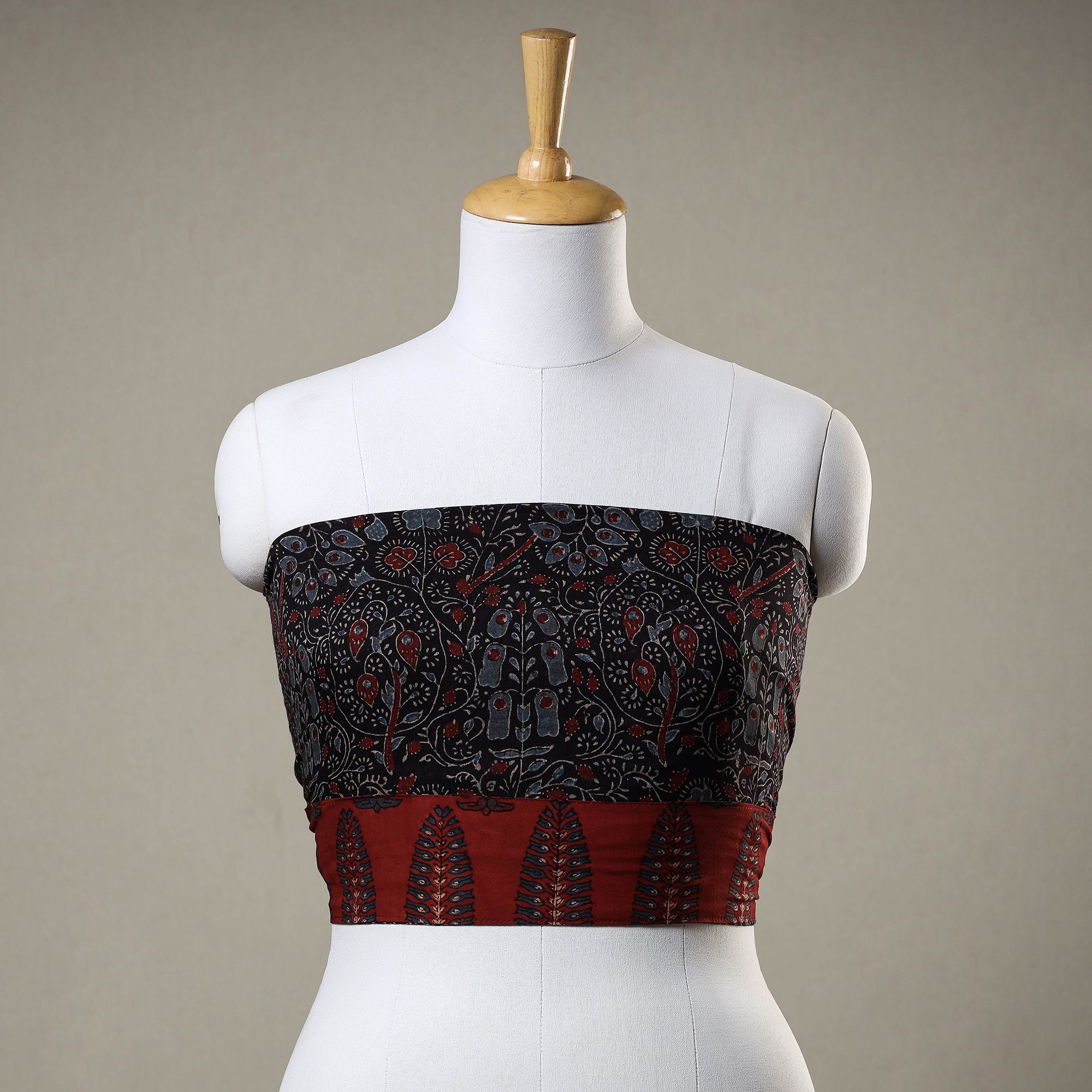 NOORI BAZAR Black - Ajrakh Block Printed Cotton Blouse Piece