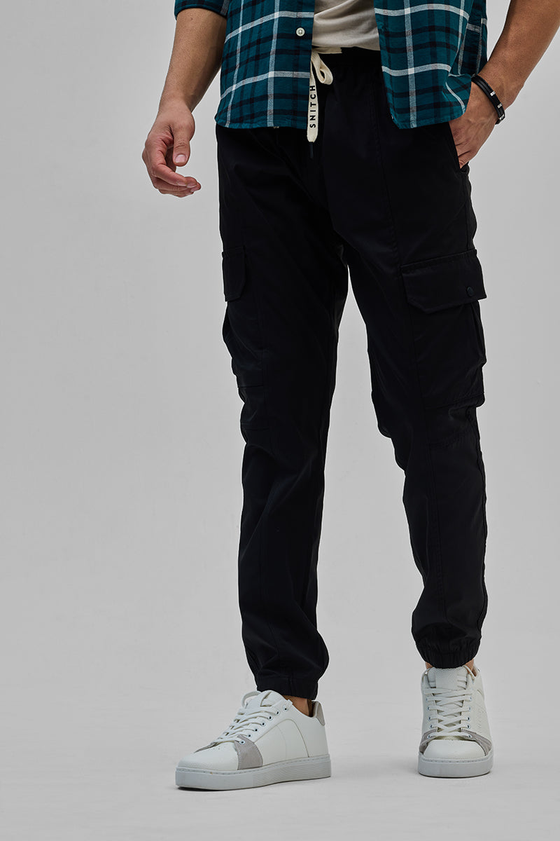 SNITCH Black 5 Pockets Slim Fit Joggers - view 4