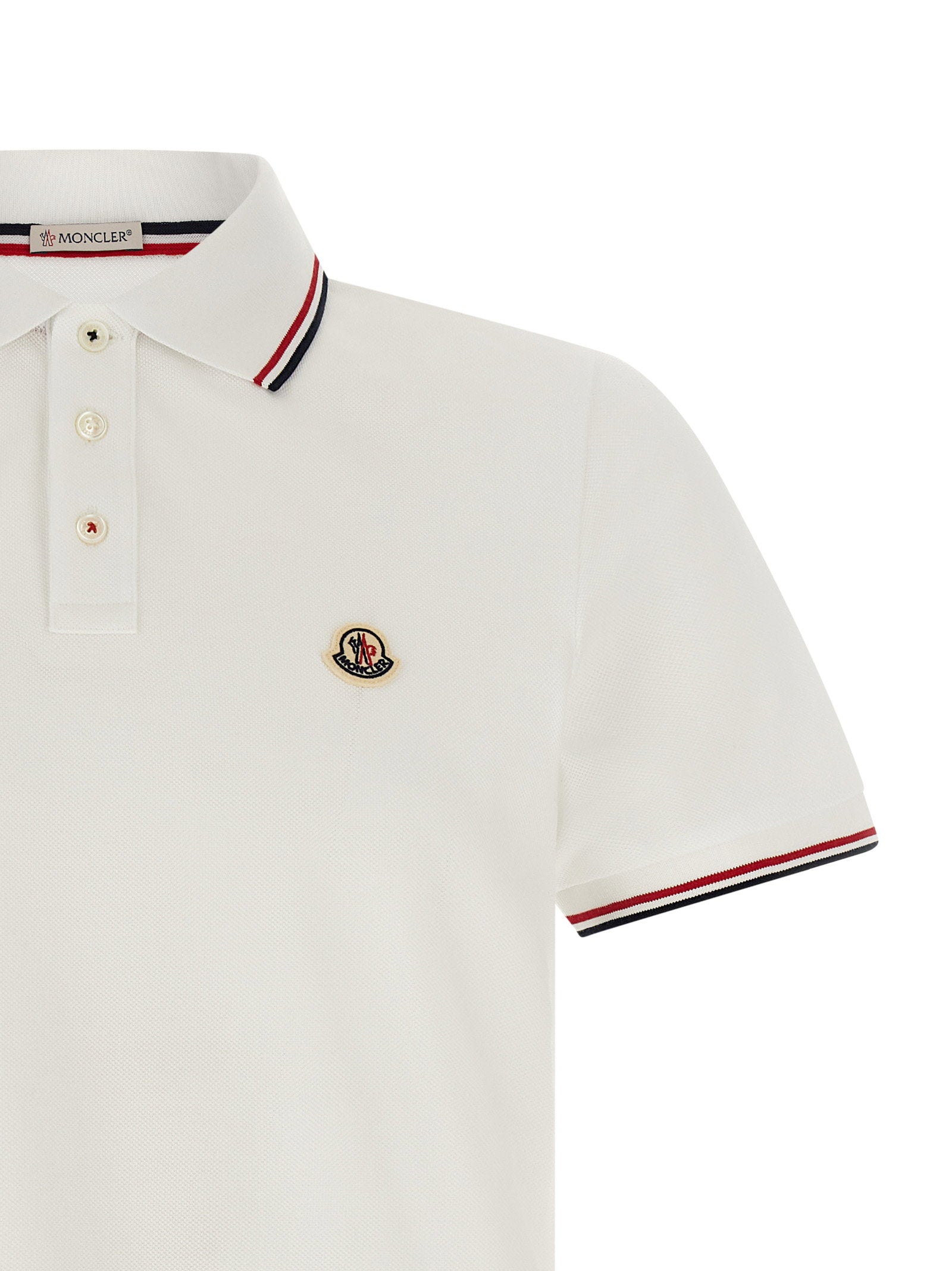 Moncler Tricolor Trim Polo Shirt – 100% cotton - view 3