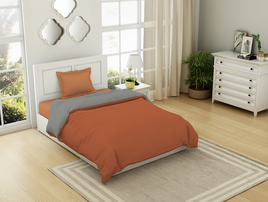 Spaces India Solid Rust/ Gray - Rust 100% Cotton Shell Single Quilt / AC Comforter - Everyday Essentials By Spaces - view 2