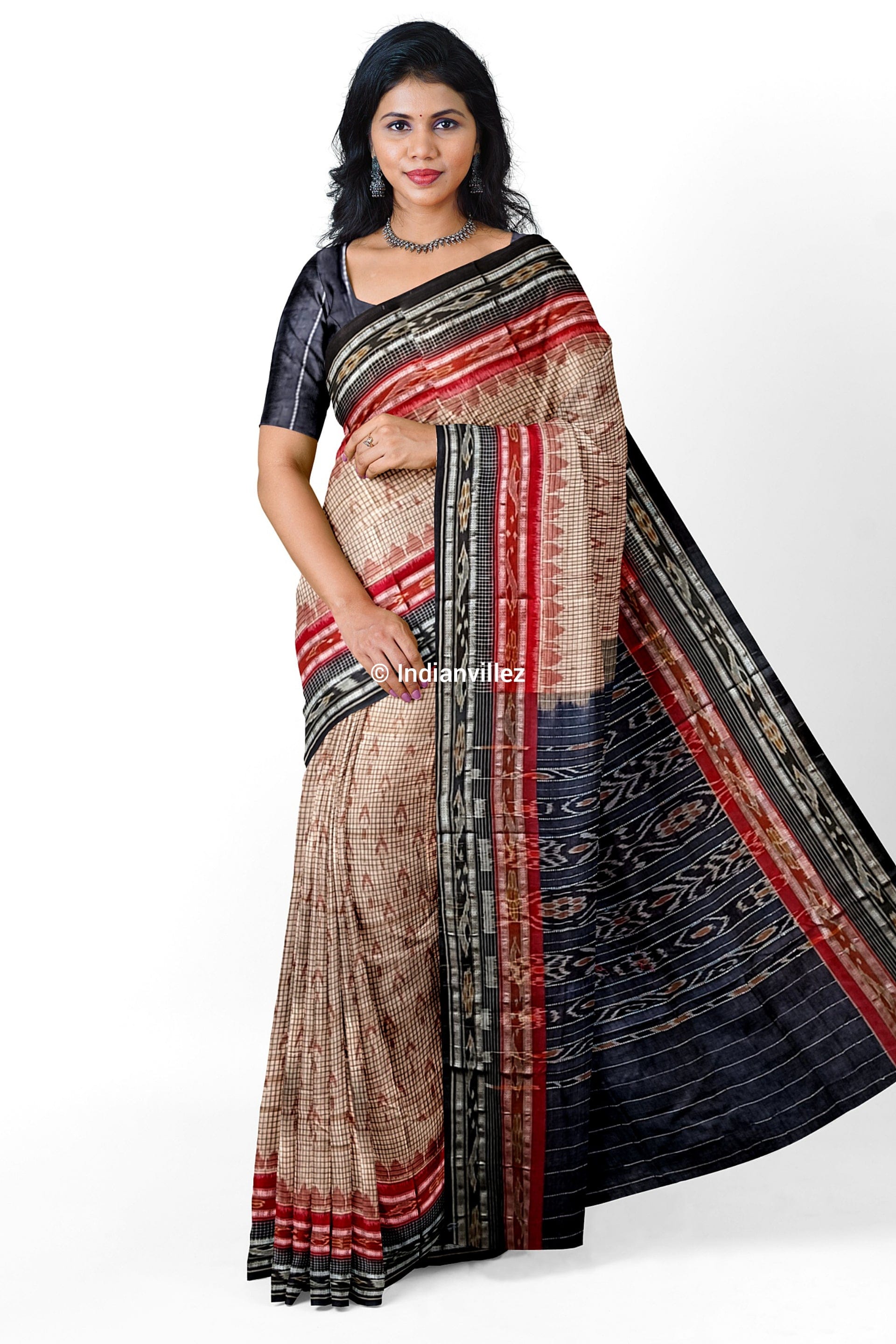 IndianVillèz Sachipar and Mayurchandrika Sambalpuri Ikat Cotton Saree