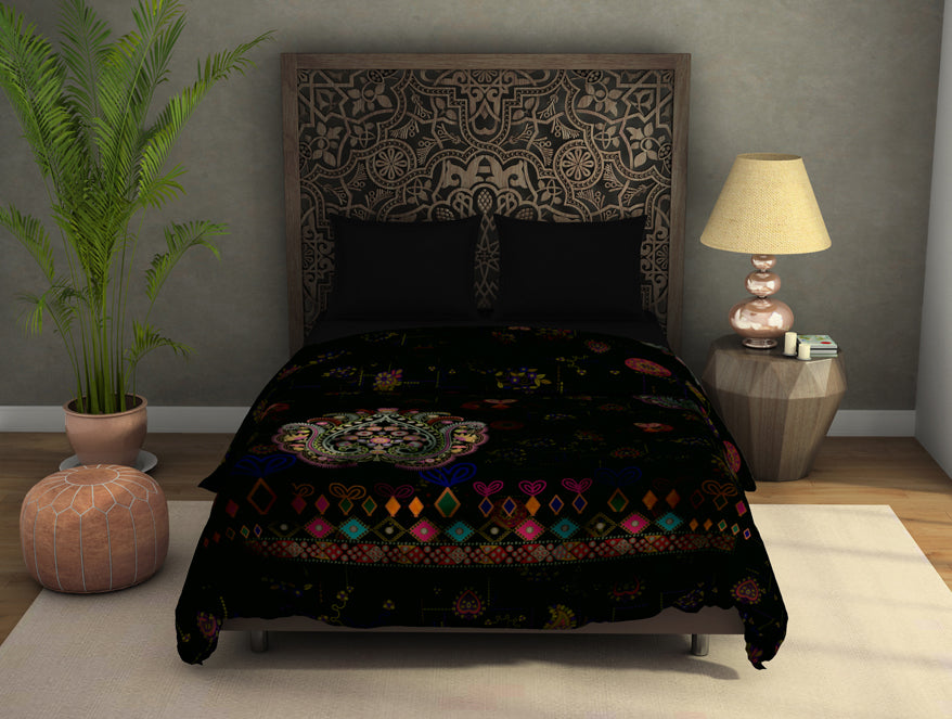 Spaces India Floral Ganache - Dark Brown Fleece Blanket - Banjara - Rangana By Spaces