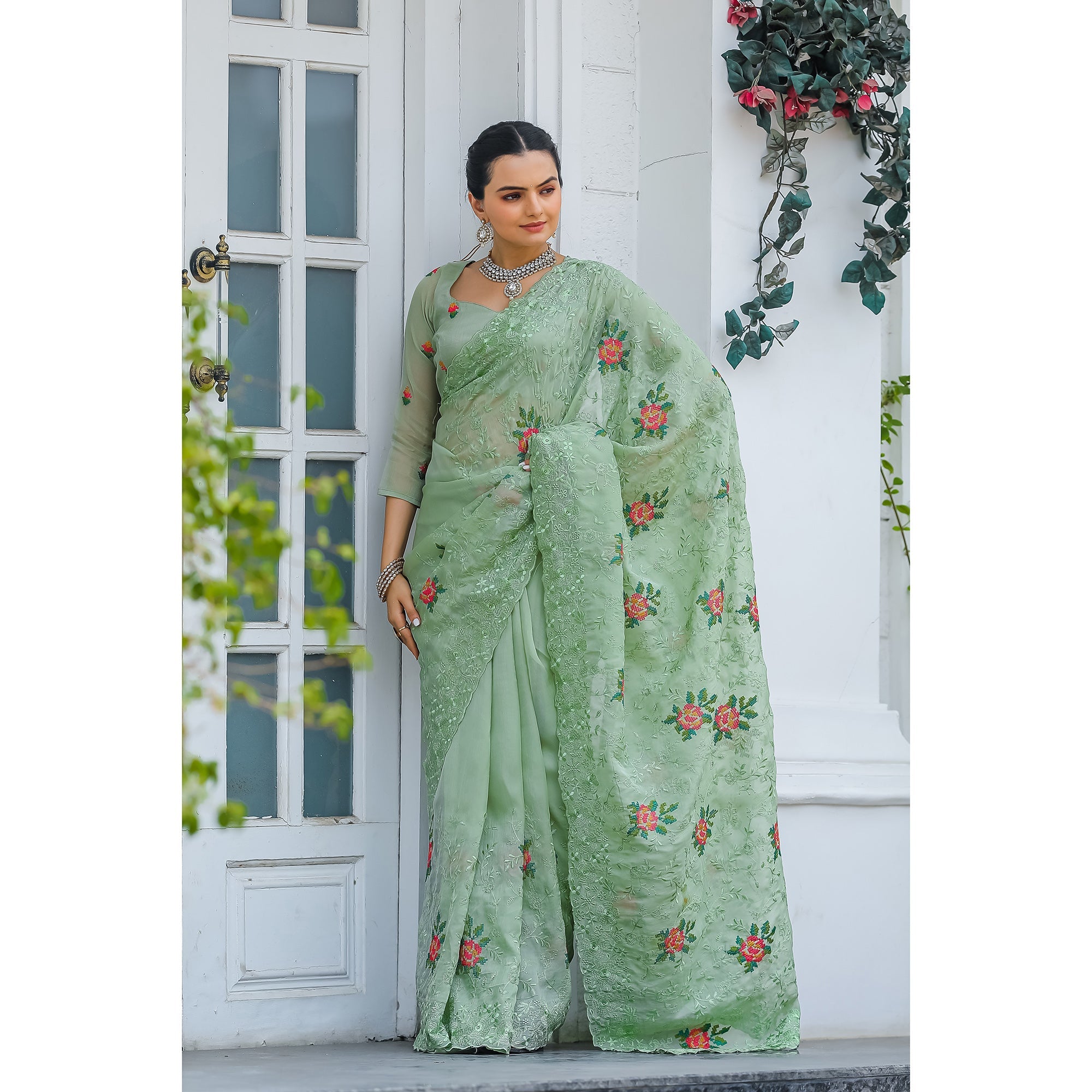 TASARIKA COUTURE Ankita Pista Chiffon Handwork Saree - view 2