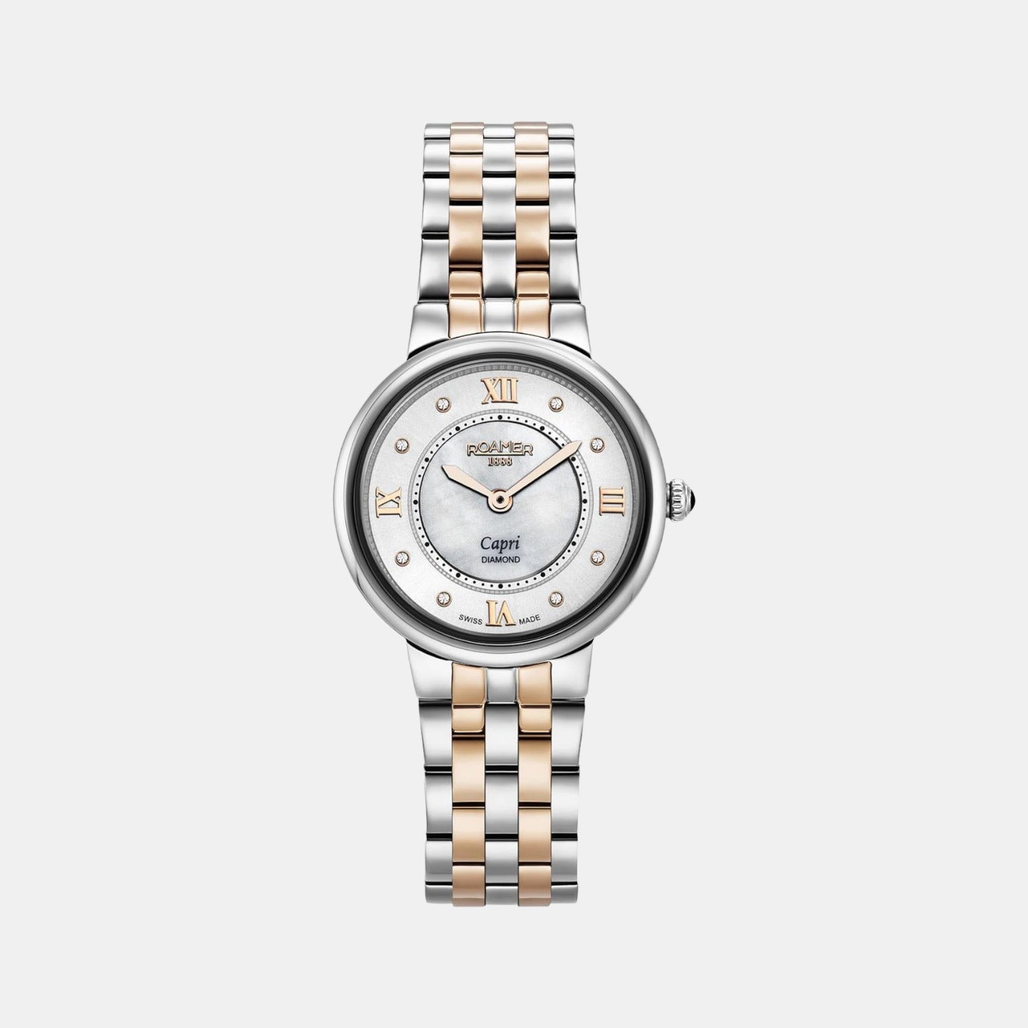 Roamer Capri Diamond Women Quartz White Dial Analog Stainless Steel Watch 859845 49 29 50