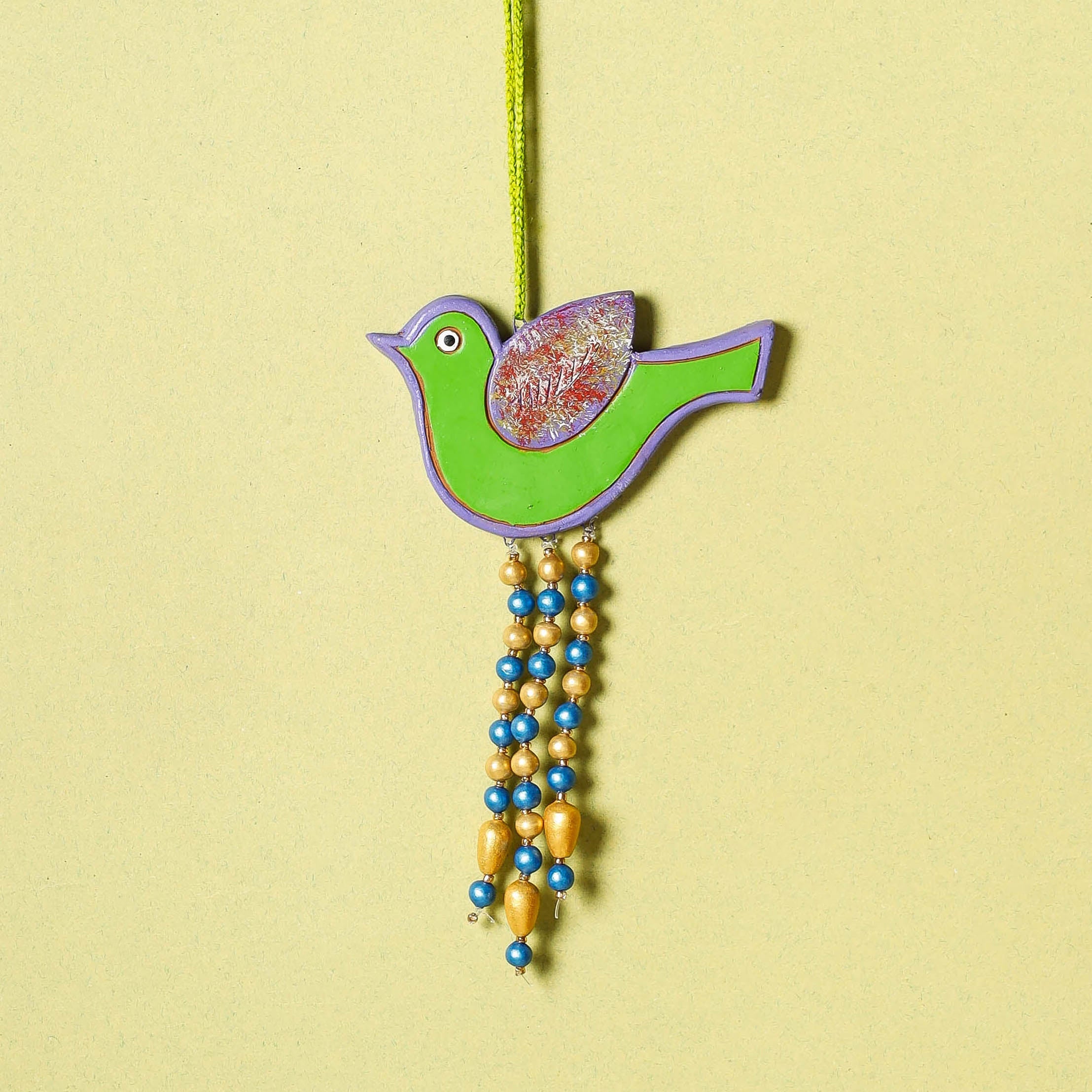 KHUSHBASH - HAPPY LOOM OF EAST Bird - Bishnupur Handpainted Terracotta Wall Hanging - view 2
