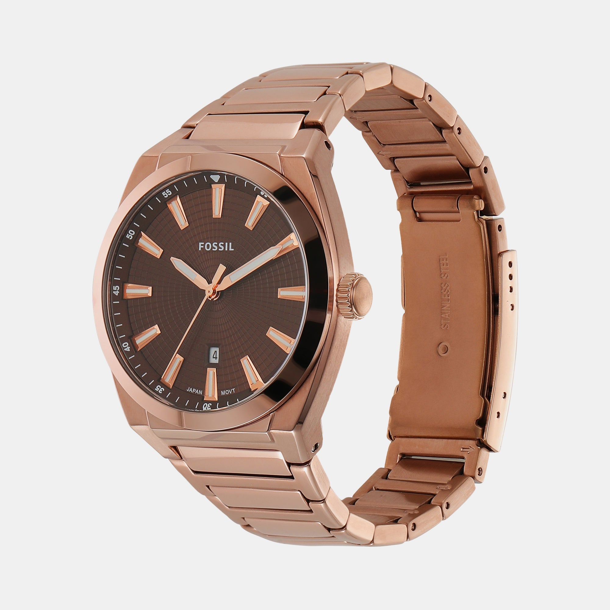 Fossil Everett Men Quartz Brown Dial Analog Stainless Steel Watch FS6028 - view 3