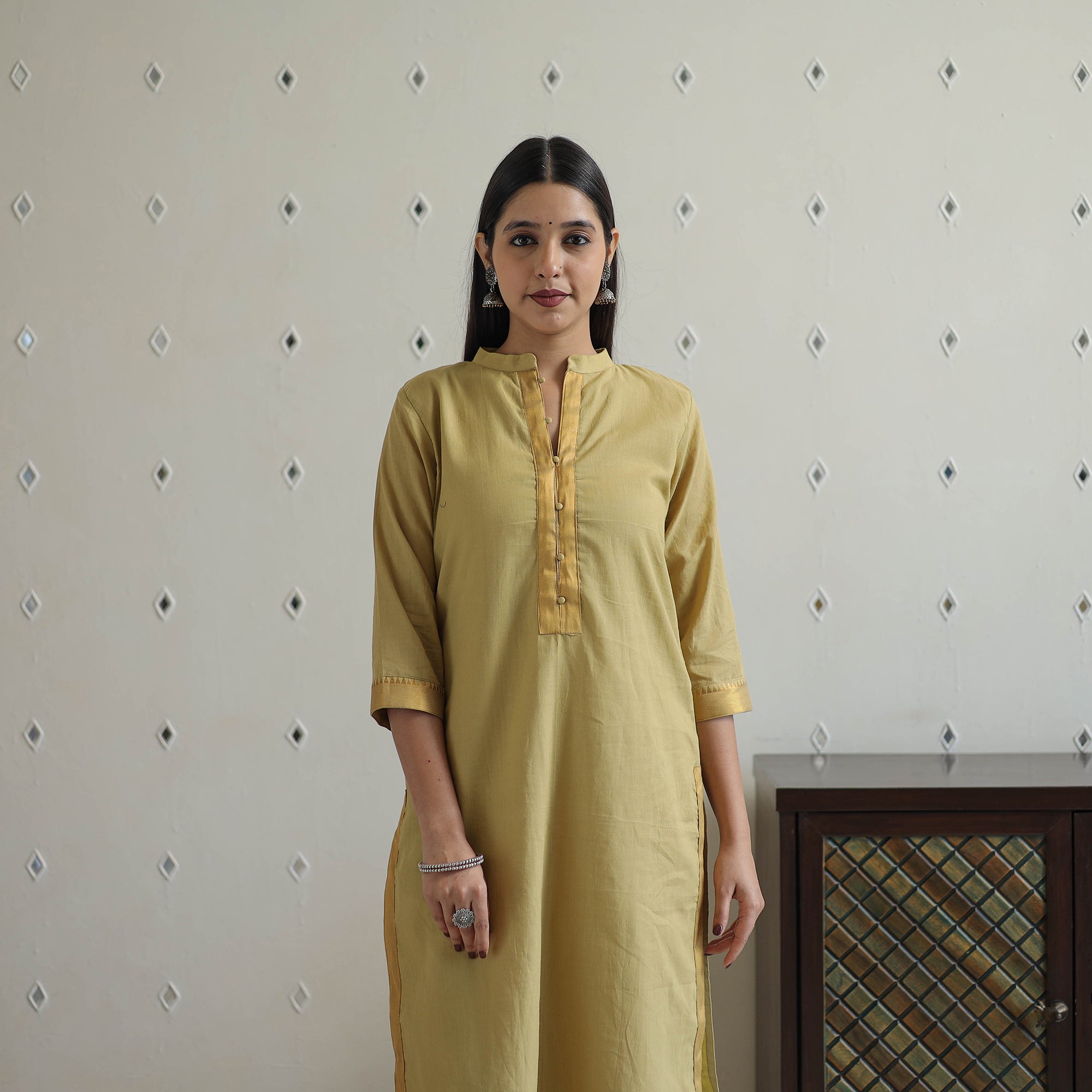 ITOKRI CASUALS Aarohi Light Mehndi Green Mangalagiri Cotton Kurta