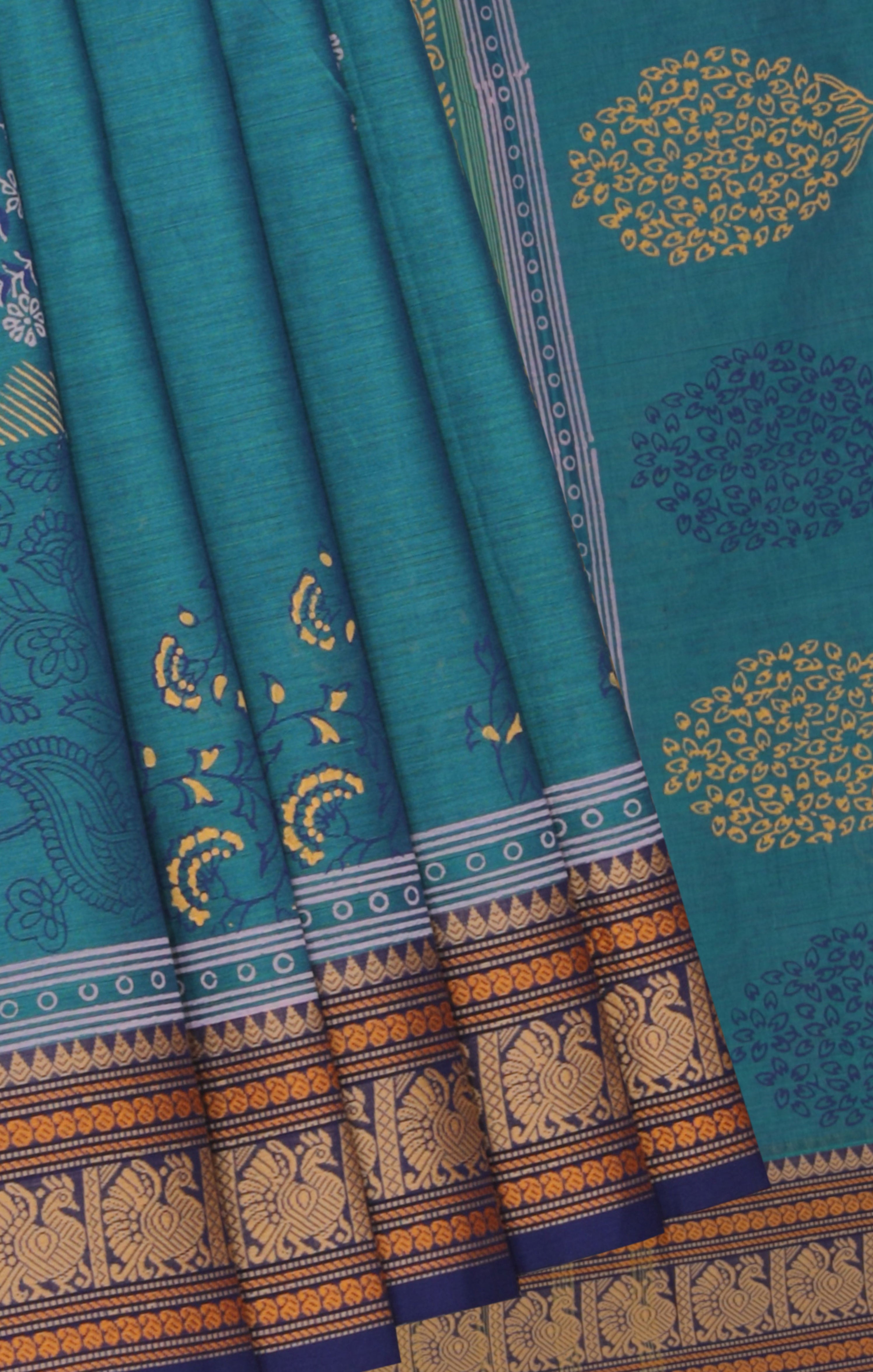 Kalanjali Ethnics Hand block printed cotton saree
