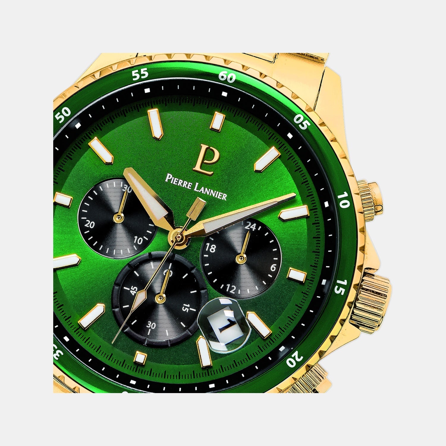 Pierre Lannier Cronos Men Quartz Green Dial Chronograph Stainless Steel Watch 228J062 - view 2