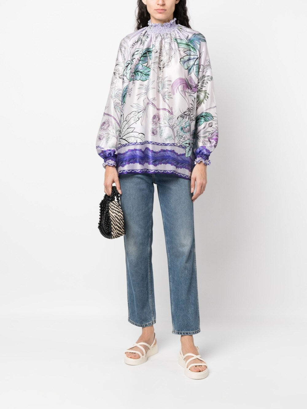 F.R.S . High neck printed silk blouse – Silk 100% - view 2