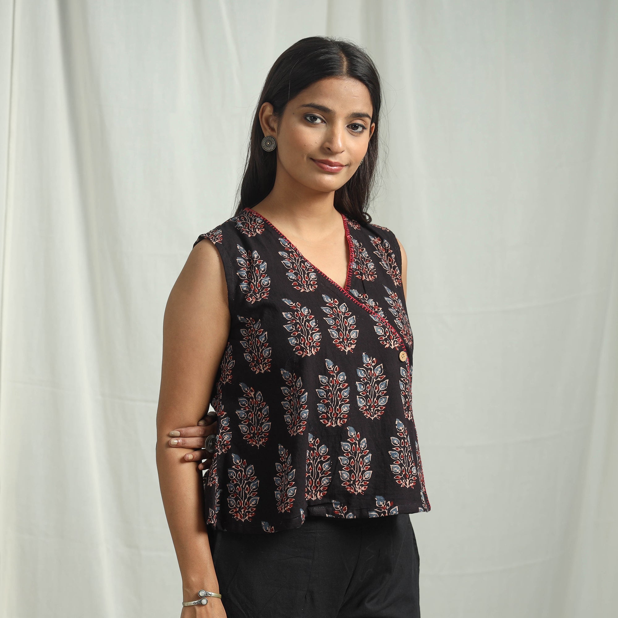 ITOKRI CASUALS Black - Ajrakh Block Printed Cotton Crop Top 13 - view 3