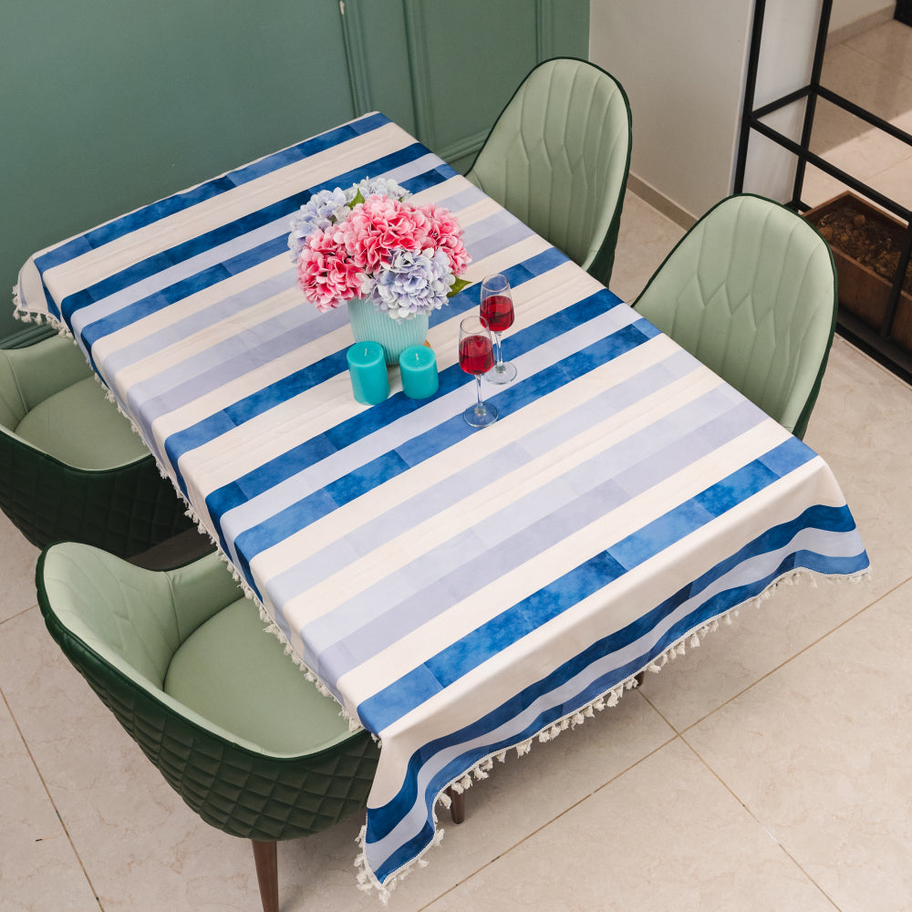 Anti skid water – Urban Space Home Furnishing Sicilia : Anti Skid & Water resistant Linen textured Premium table cover for dining table - Horizontal Stripes