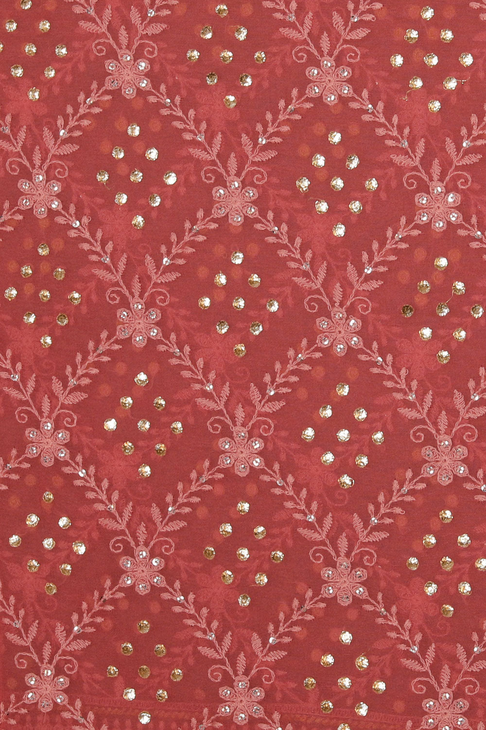 Kalanjali Georgette Coral-Pink Saree – Women's - view 2