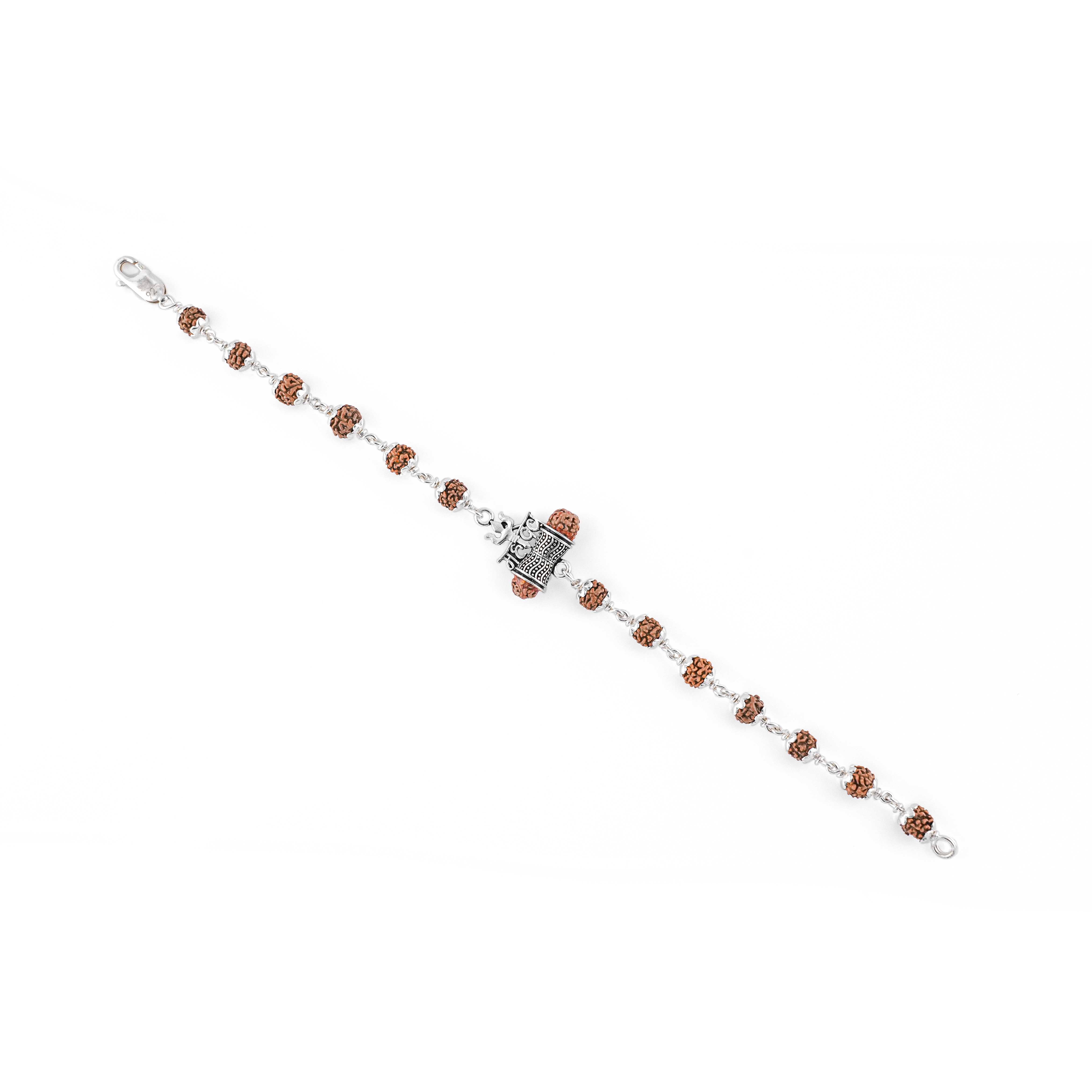 Prinjal Jewellers Rudraksha Silver Trishul With Mahadev Bracelet - view 3