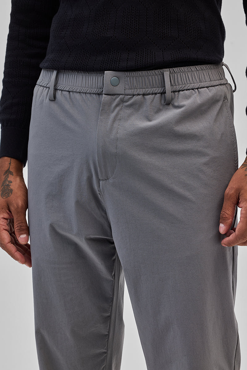 SNITCH Light Grey Regular Fit Stretch Chinos - view 4
