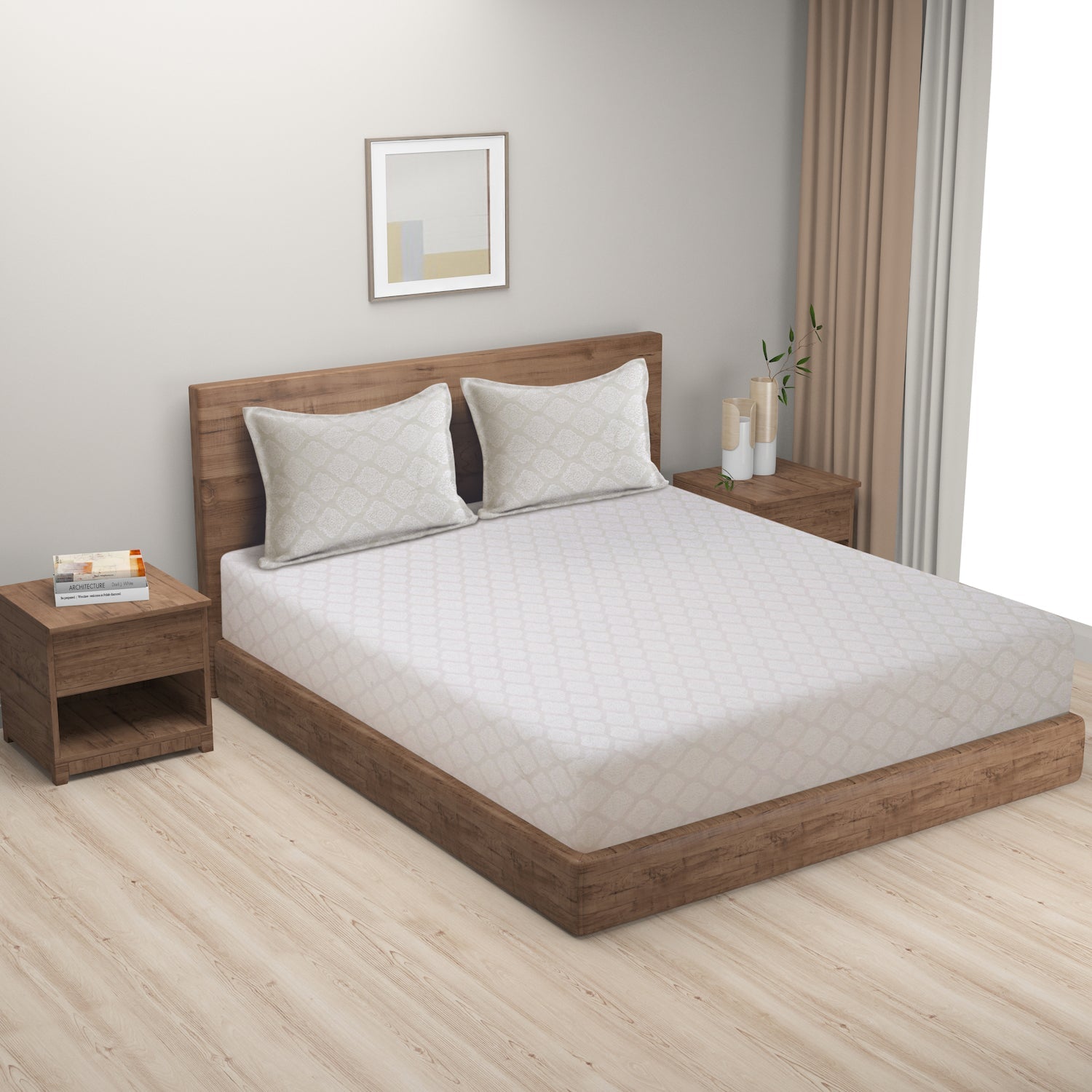 Swayam India Swayam Zinnia Fitted Bed Sheet - 25048