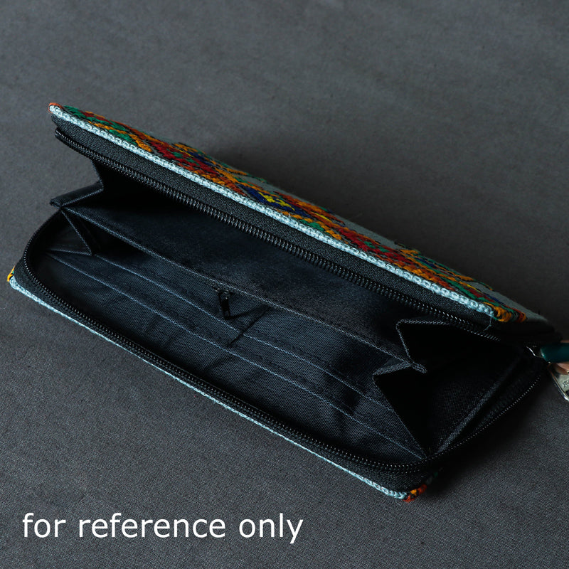 KAMLI Black - Tribal Hand Embroidered Jute Clutch Wallet - view 2
