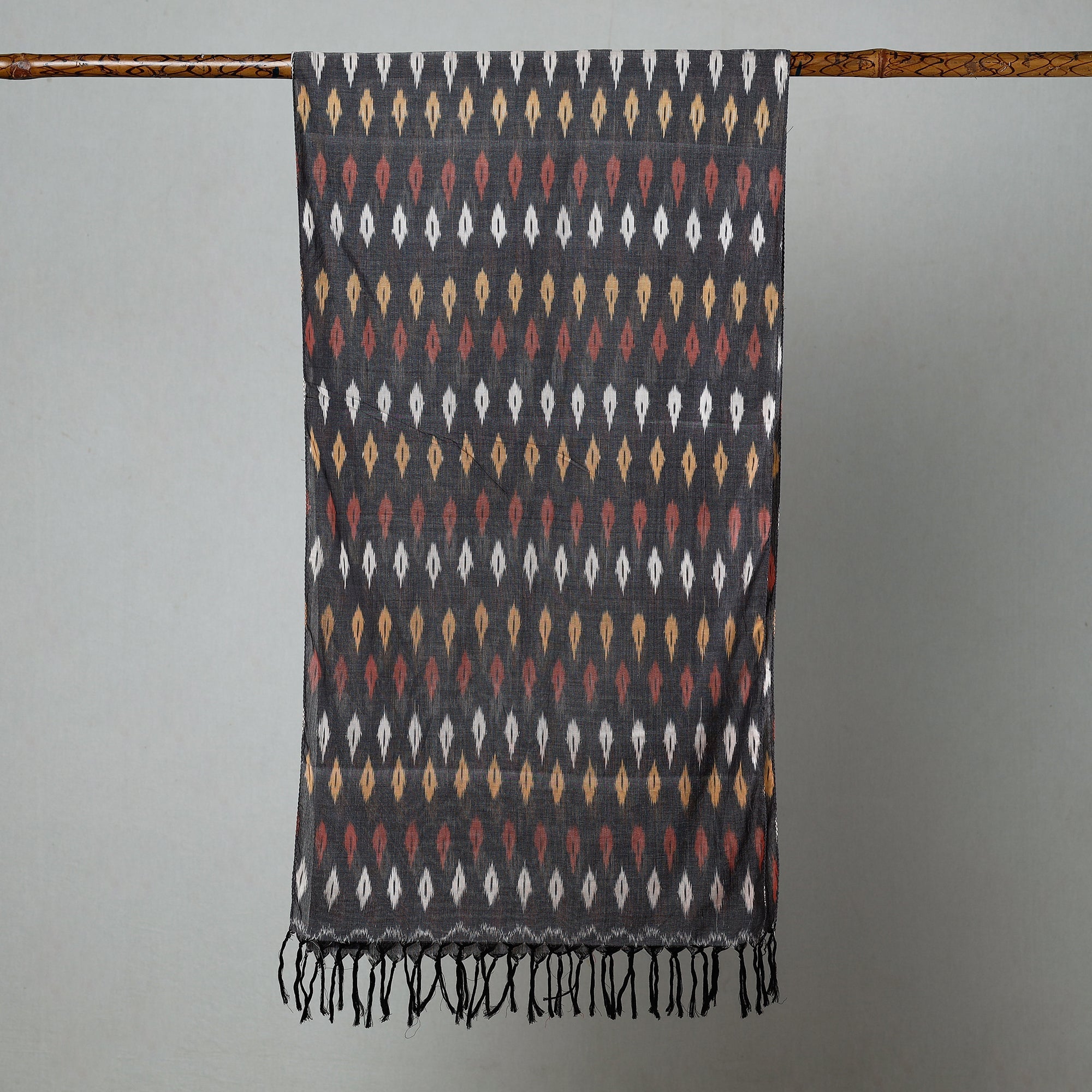 SOUTH KARGHA Black - Handloom Mercerized Cotton Pochampally Ikat Stole - view 2