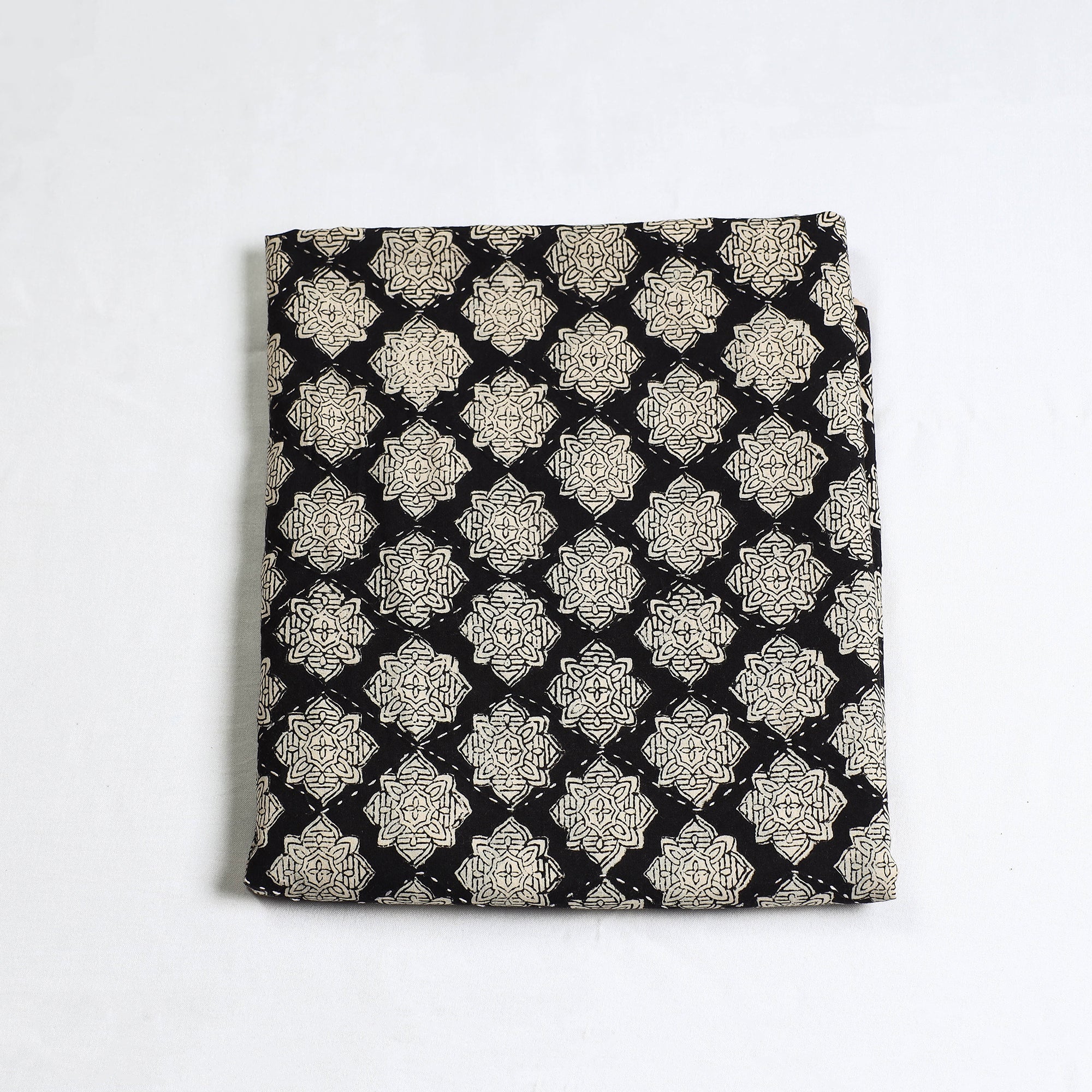 ARTISAN HAND BLOCK PRINTS Black - Special Tagai Work Block Printed Cotton Kurta Material - 2 meter - view 3