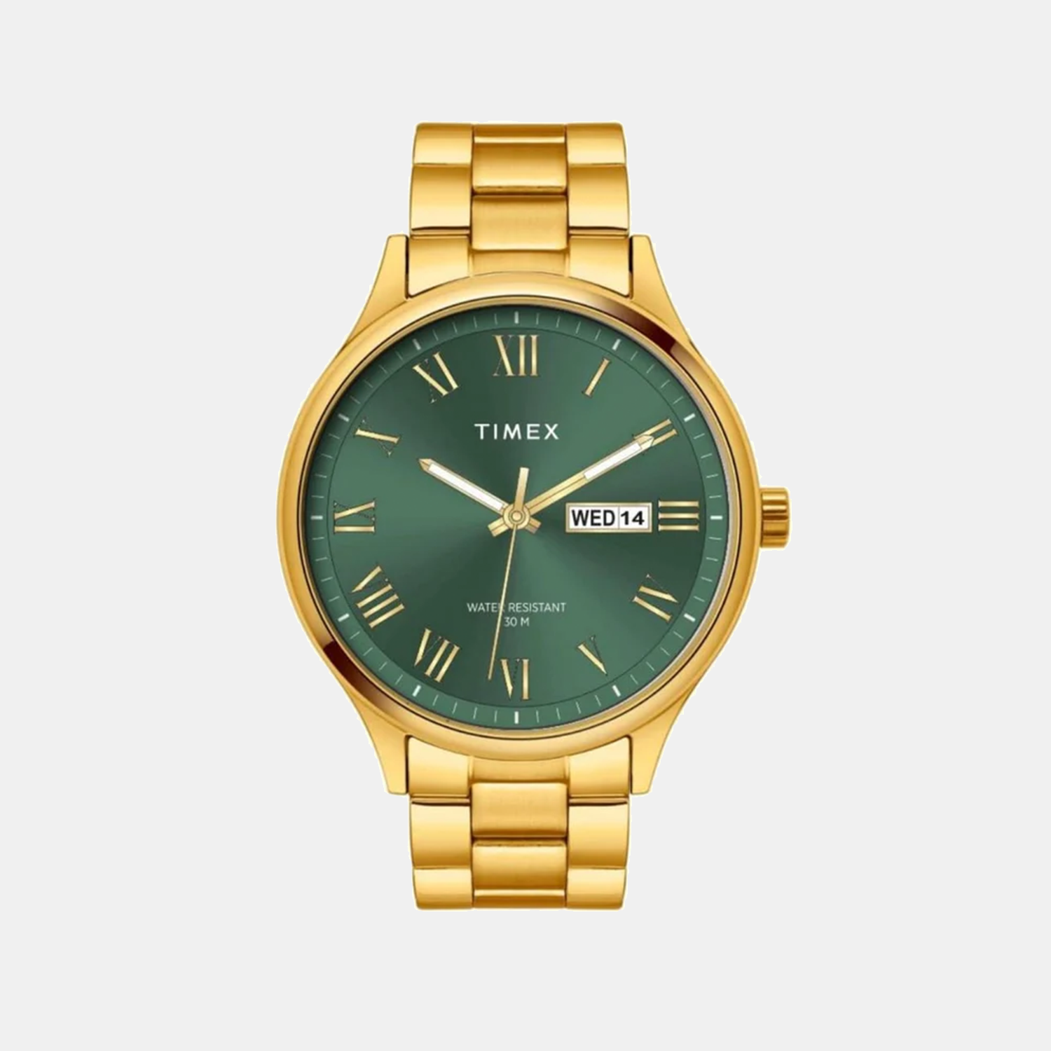 Timex Fashion Men Quartz Green Dial Analog Stainless Steel Watch TWEG18446